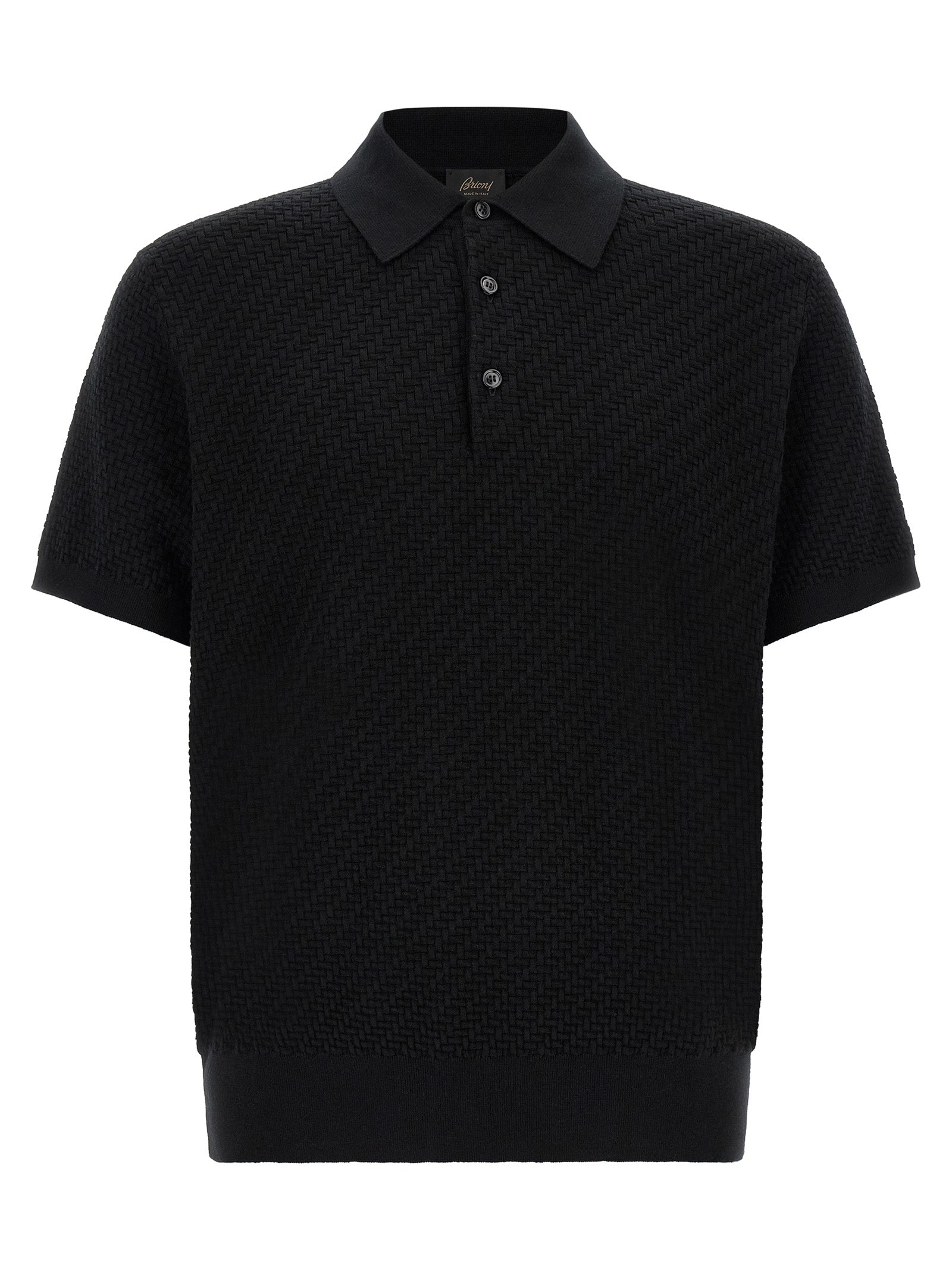 Brioni Black Cotton Polo Men's Shirt
