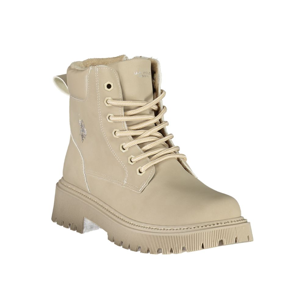 U.S. POLO ASSN. Beige Polyester Ankle Women's Boots