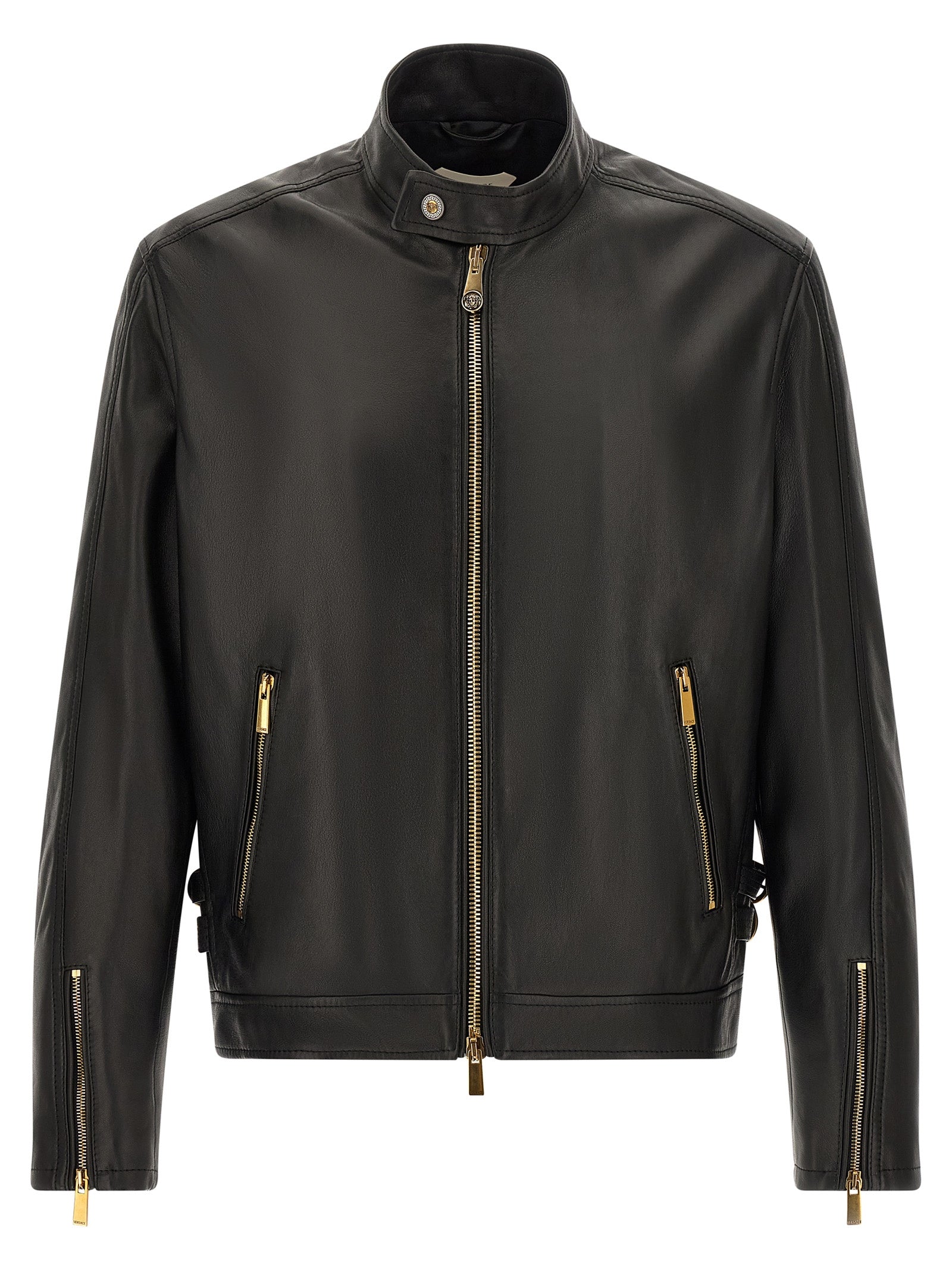 Versace Black Lamb Leather Leather Men's Jacket