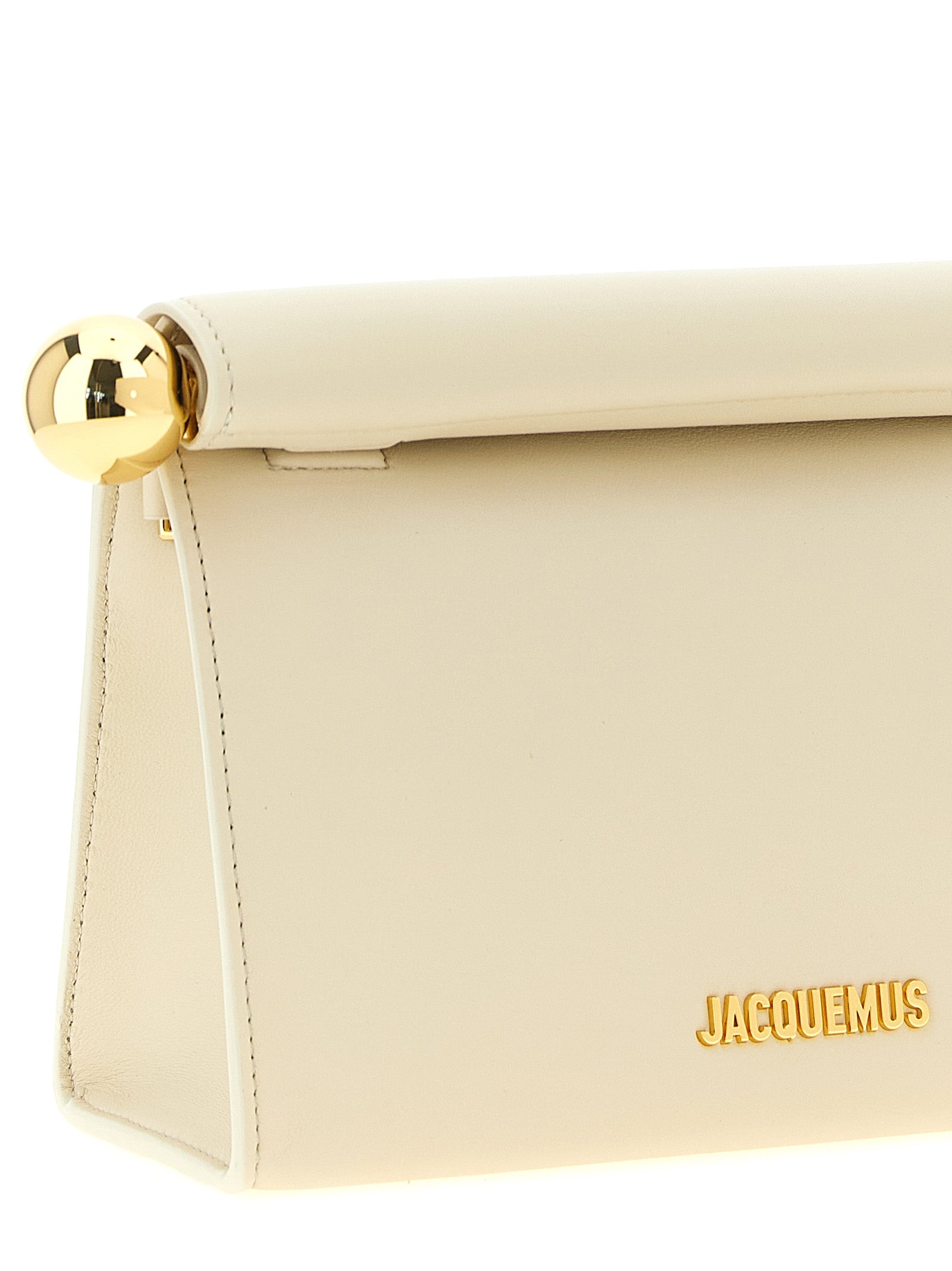 Jacquemus White Lamb Leather Clutch Women's Bag