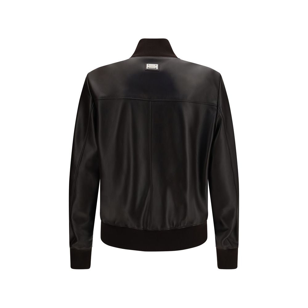 Dolce & Gabbana Brown Lamb Ovis Aries Aries Leather Men's Jacket