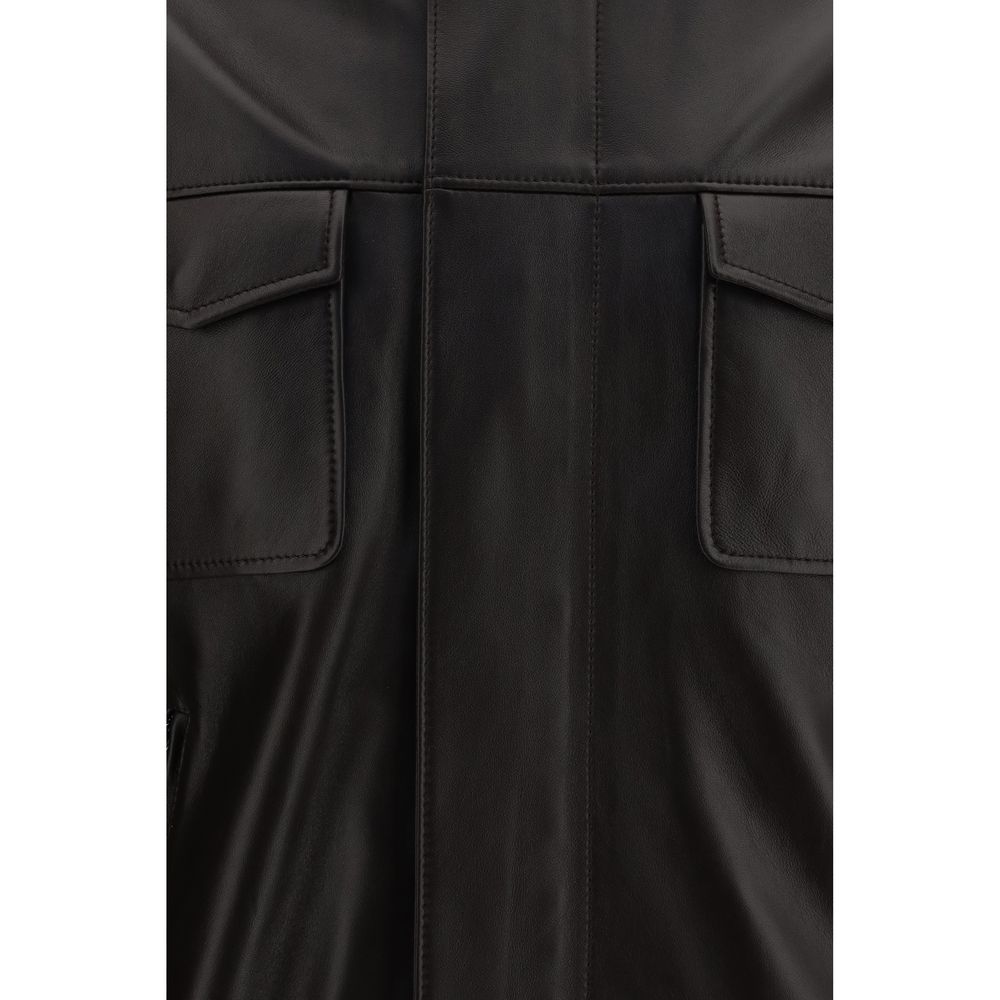 Dolce & Gabbana Brown Lamb Ovis Aries Aries Leather Men's Jacket