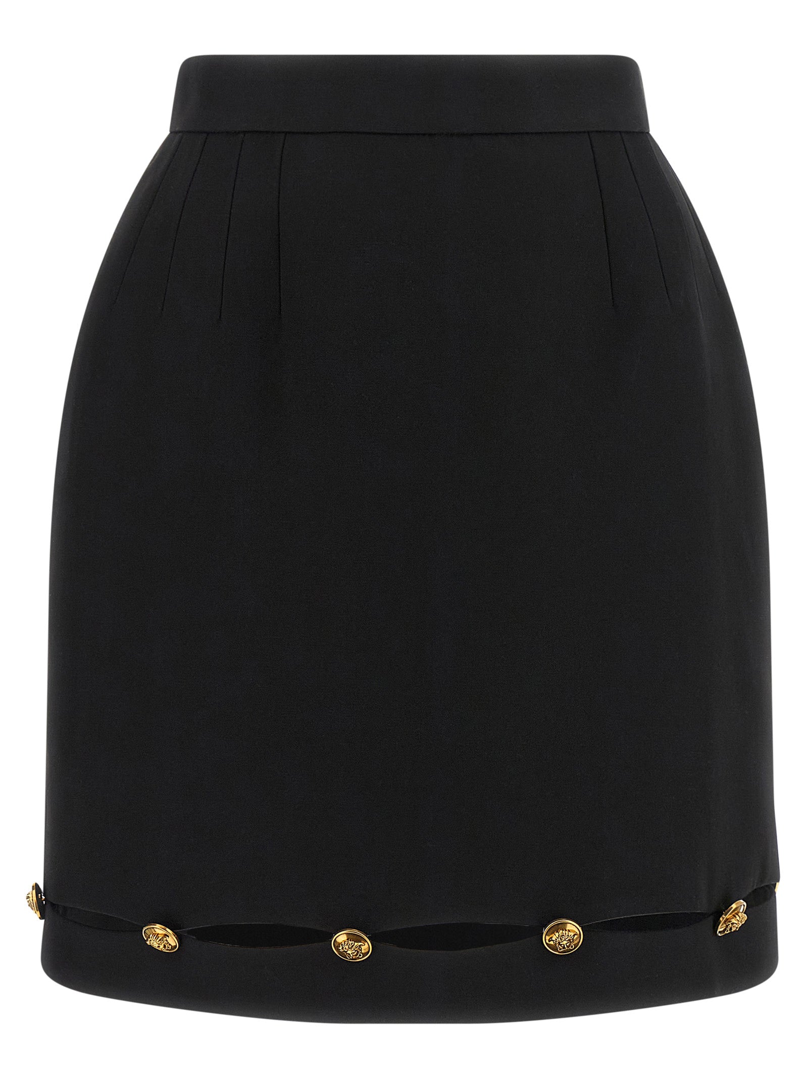 Versace Black Virgin Wool Long Women's Skirt