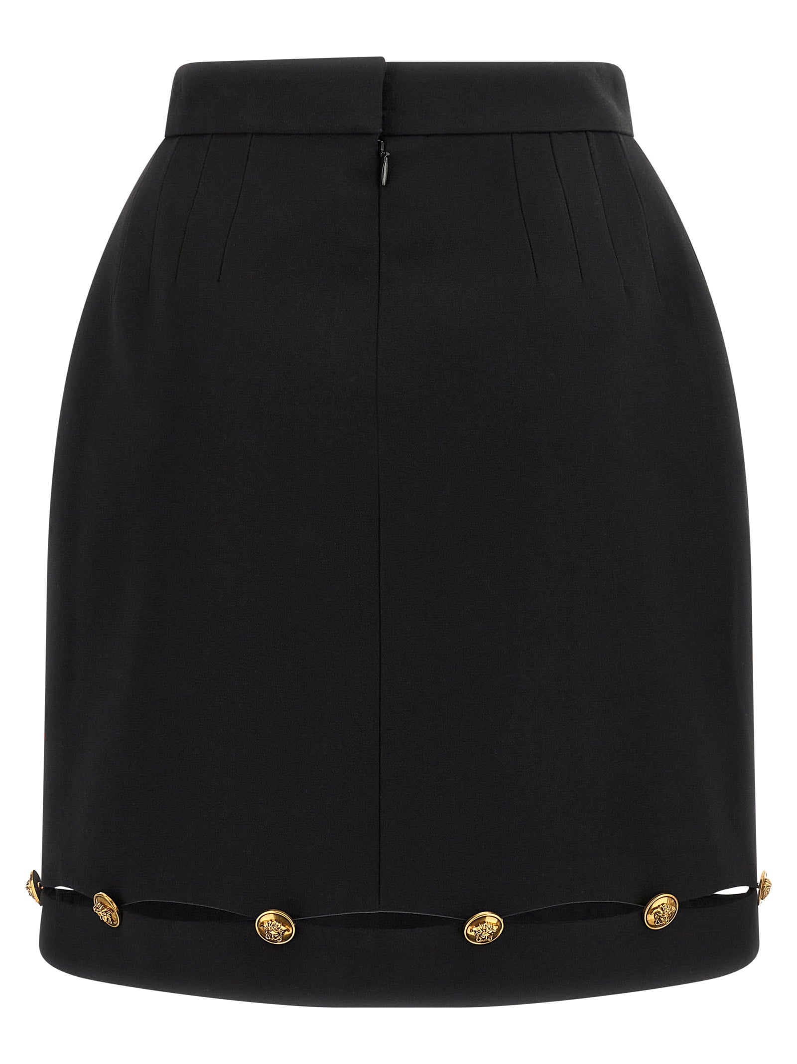Versace Black Virgin Wool Long Women's Skirt