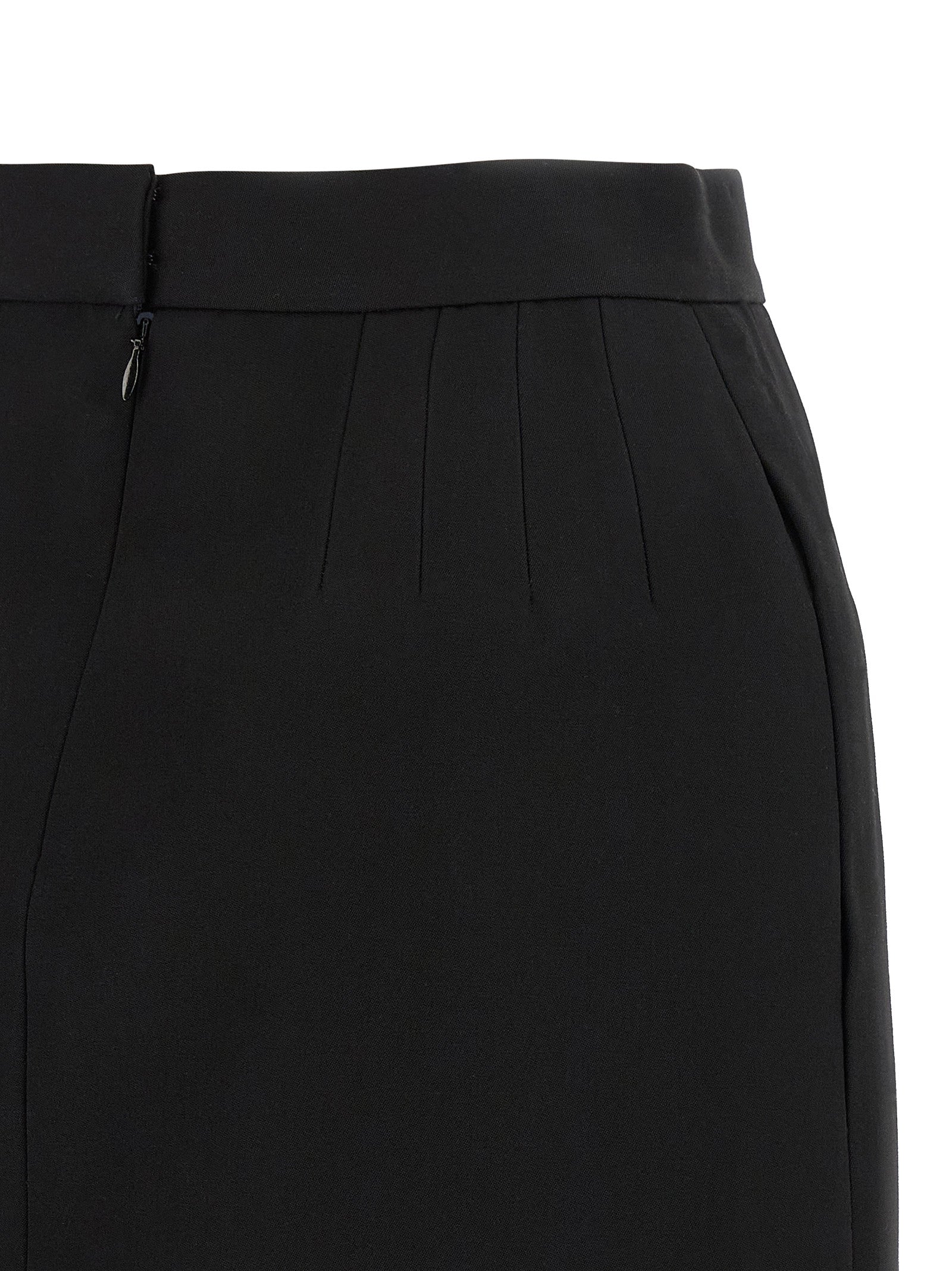 Versace Black Virgin Wool Long Women's Skirt