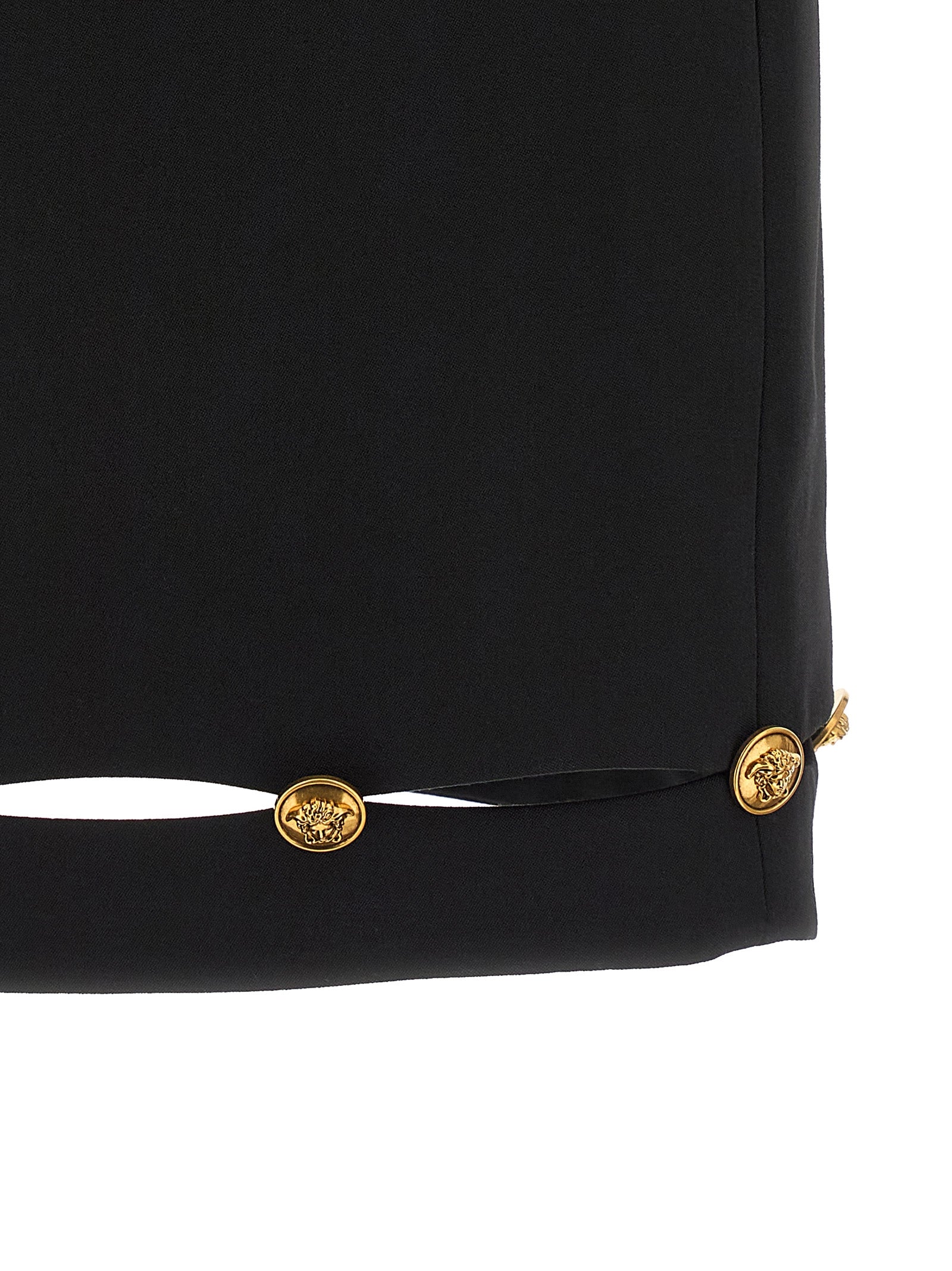 Versace Black Virgin Wool Long Women's Skirt