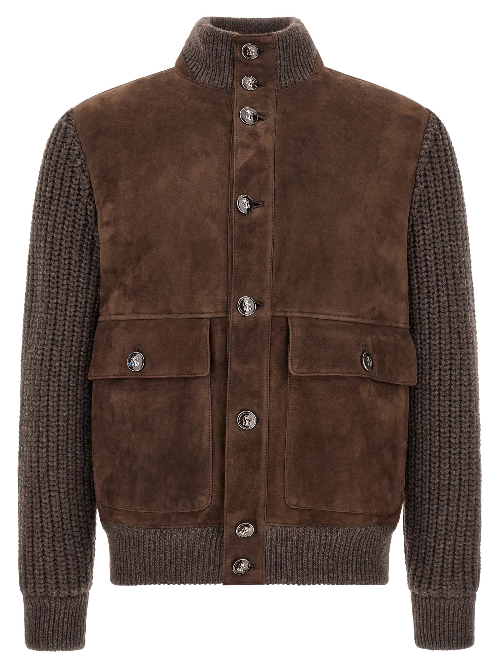 Brunello Cucinelli Brown Lamb Leather Leather Men's Jacket