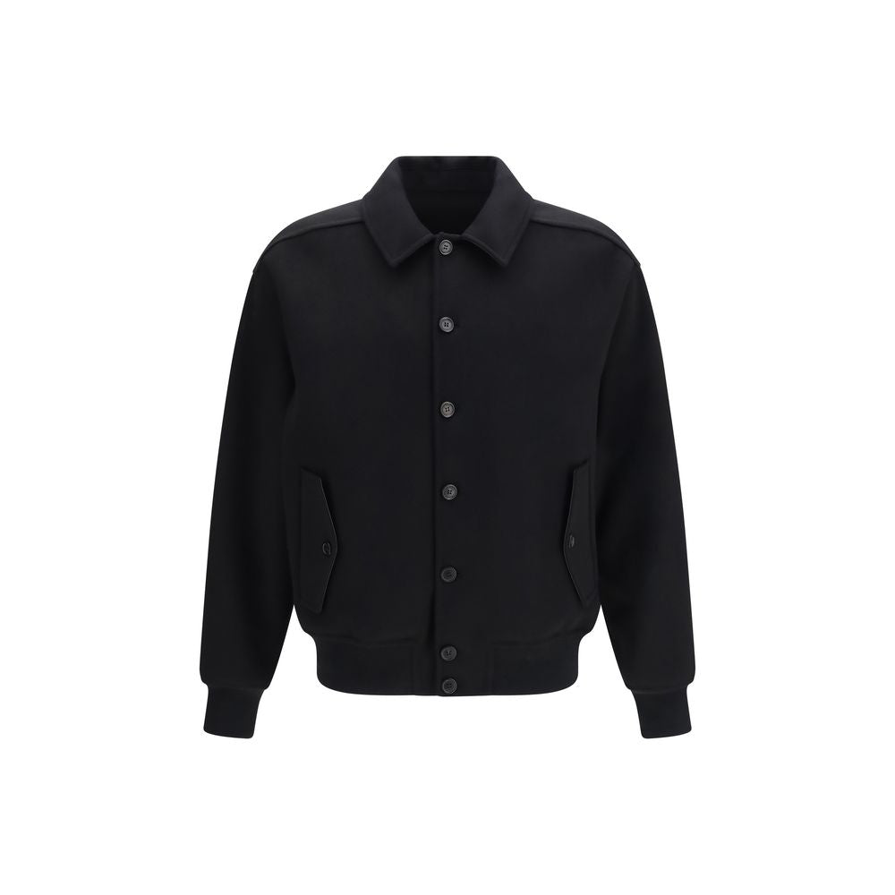Ferragamo Black Wool Oves Aries Biker Men's Jacket