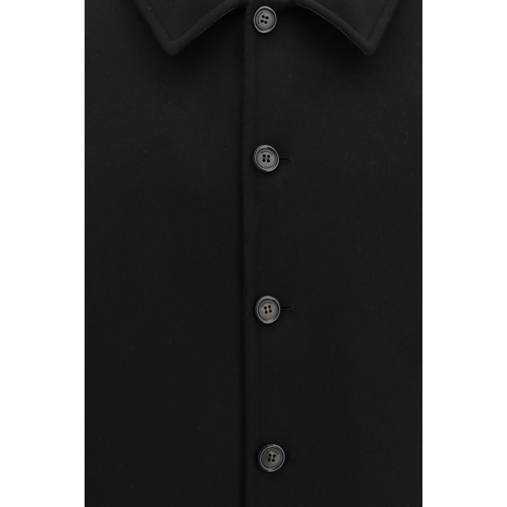Ferragamo Black Wool Oves Aries Biker Men's Jacket