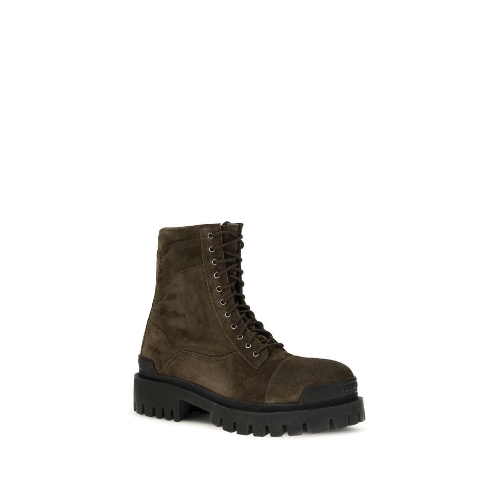 Balenciaga Bicolor Calf Leather Bos Taurus Lace-Up Men's Boots