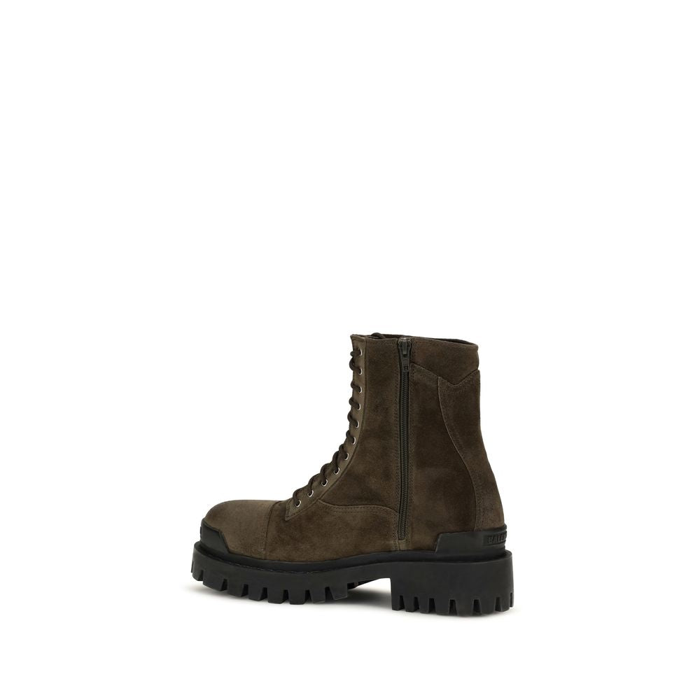Balenciaga Bicolor Calf Leather Bos Taurus Lace-Up Men's Boots