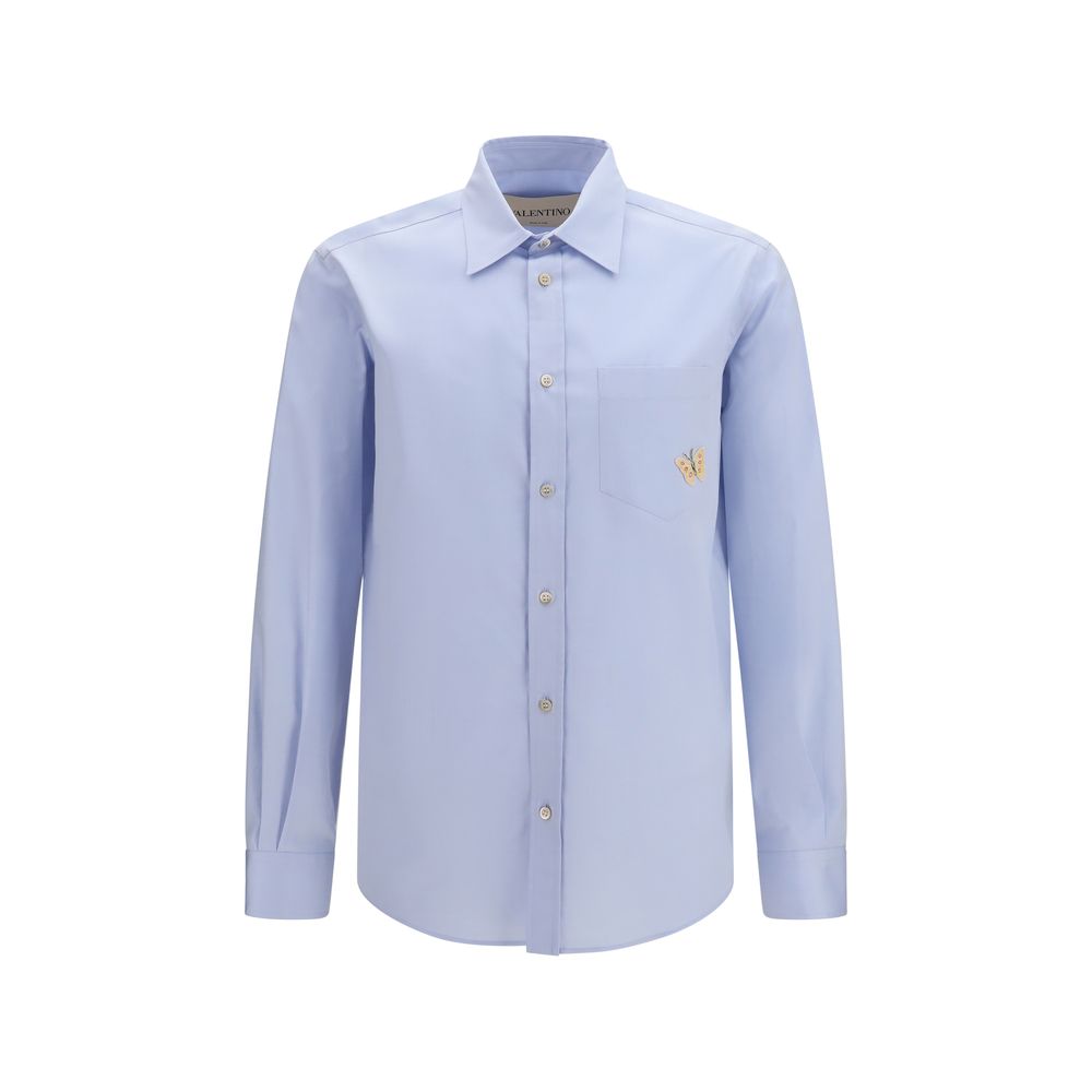 Valentino Garavani Blue Cotton Dress Men's Shirt