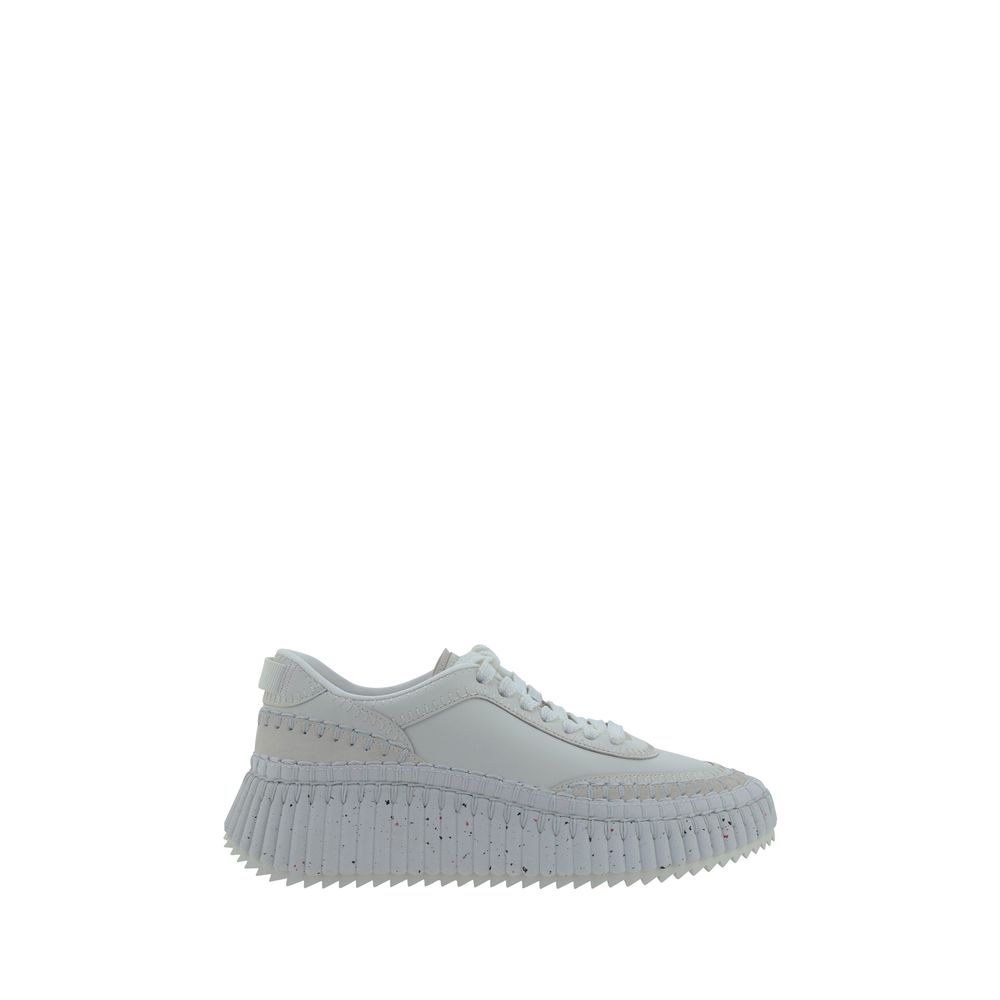 Chloé White Calf Leather Bos Taurus Platform Women's Sneakers