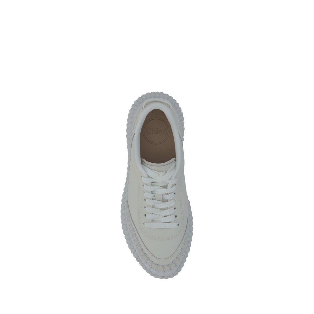 Chloé White Calf Leather Bos Taurus Platform Women's Sneakers