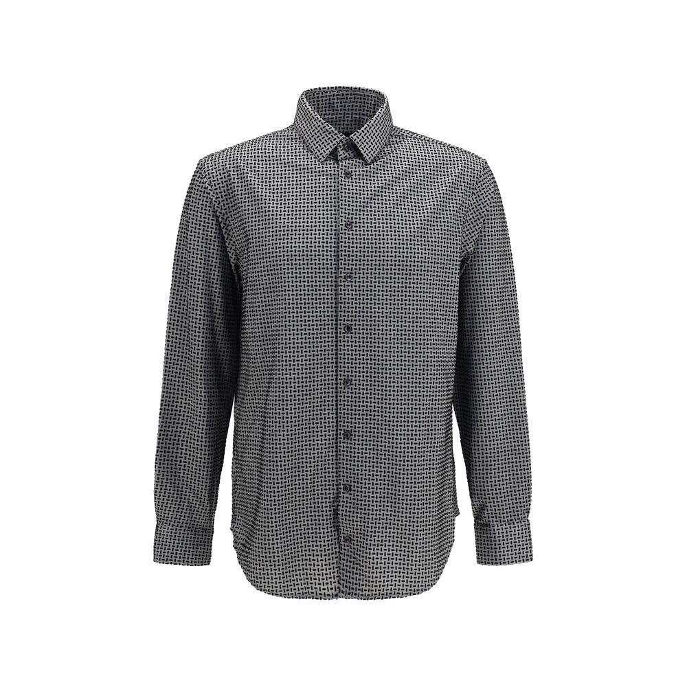 Giorgio Armani Gray Cotton Pattern Men's Shirt