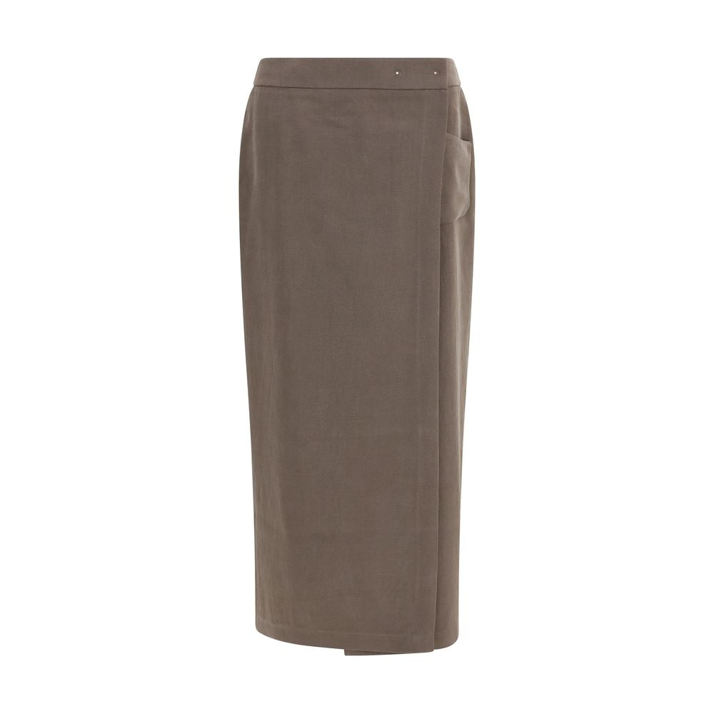 Giorgio Armani Brown Silk Long Women's Skirt