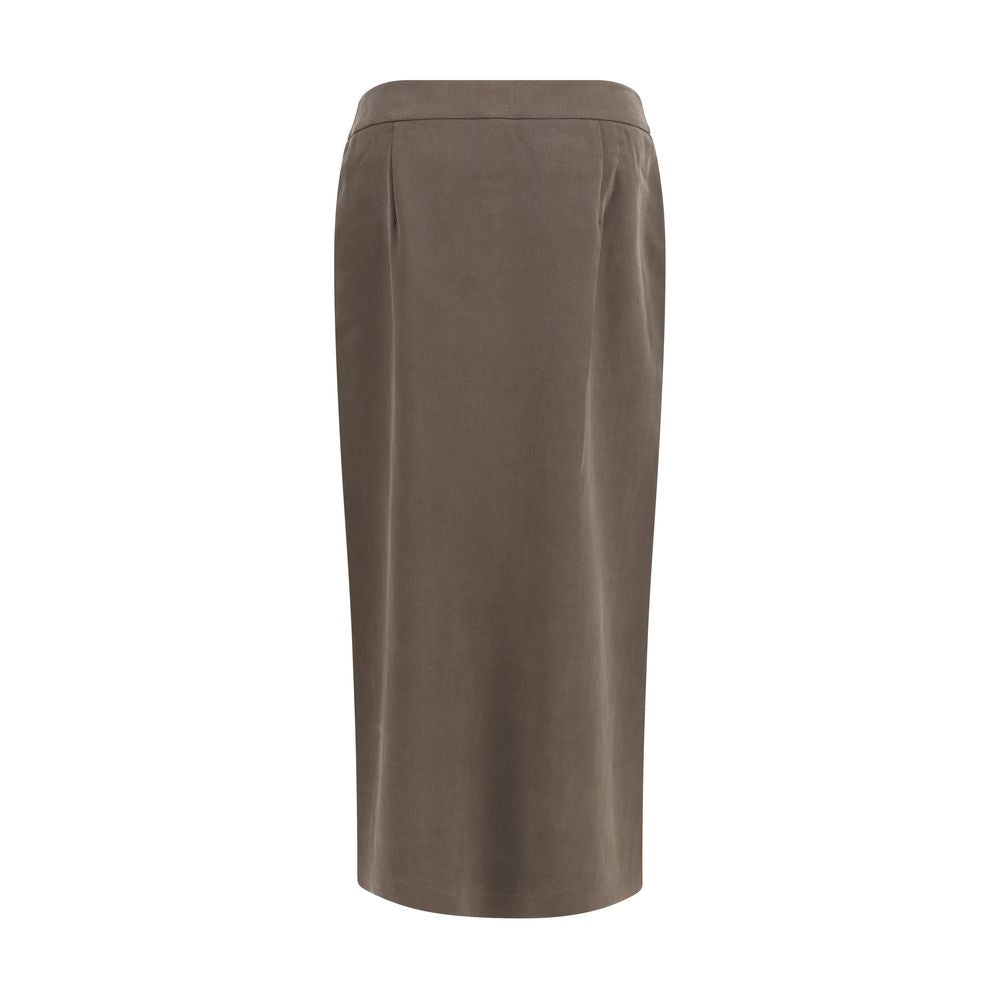 Giorgio Armani Brown Silk Long Women's Skirt