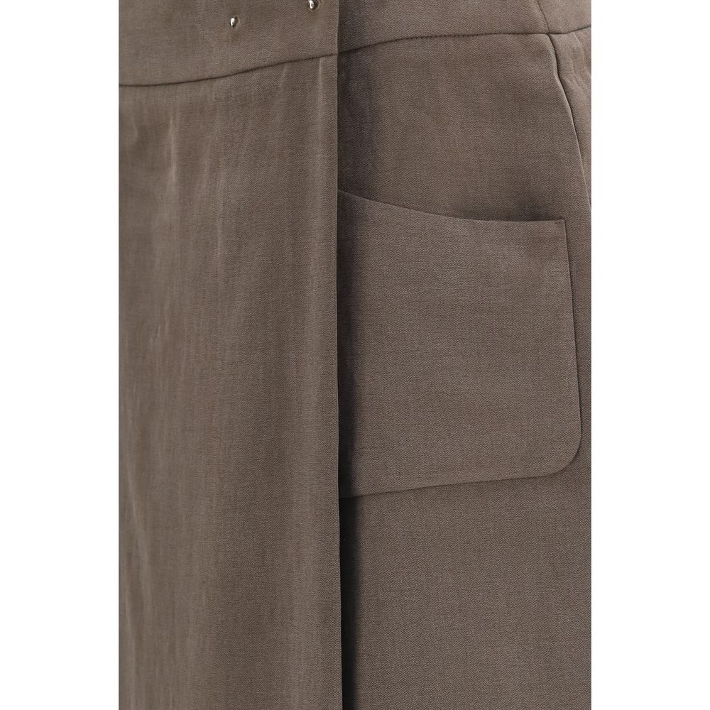 Giorgio Armani Brown Silk Long Women's Skirt