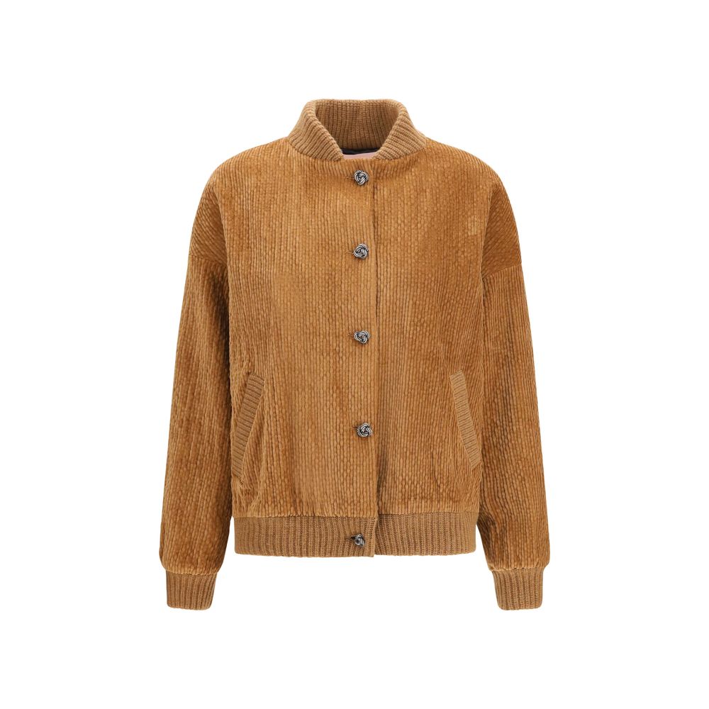Kristina Ti Brown Cotton Women's Bomber