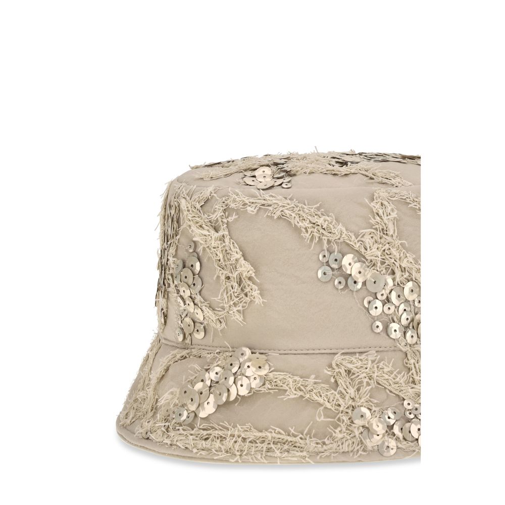 Brunello Cucinelli Beige Silk Bucket Women's Hat