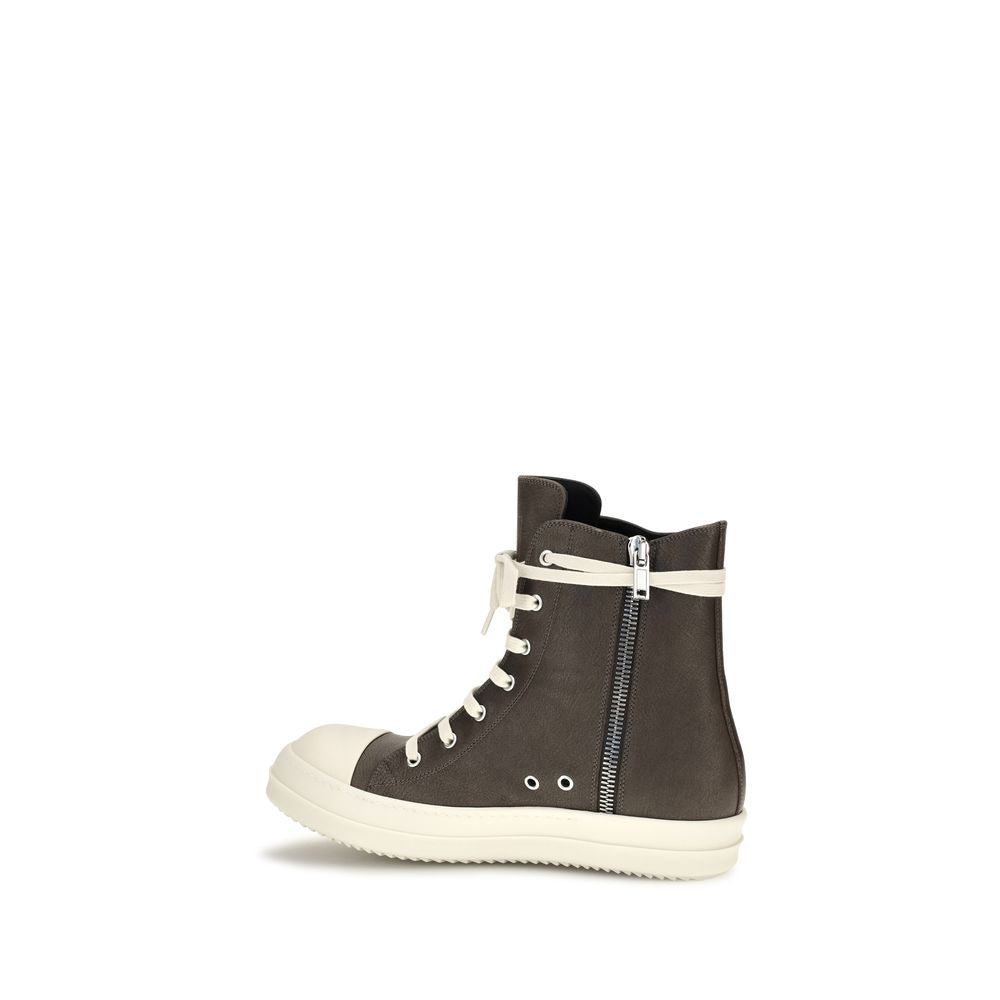 Rick Owens Brown Calf Leather Bos Taurus High Top Men's Sneakers