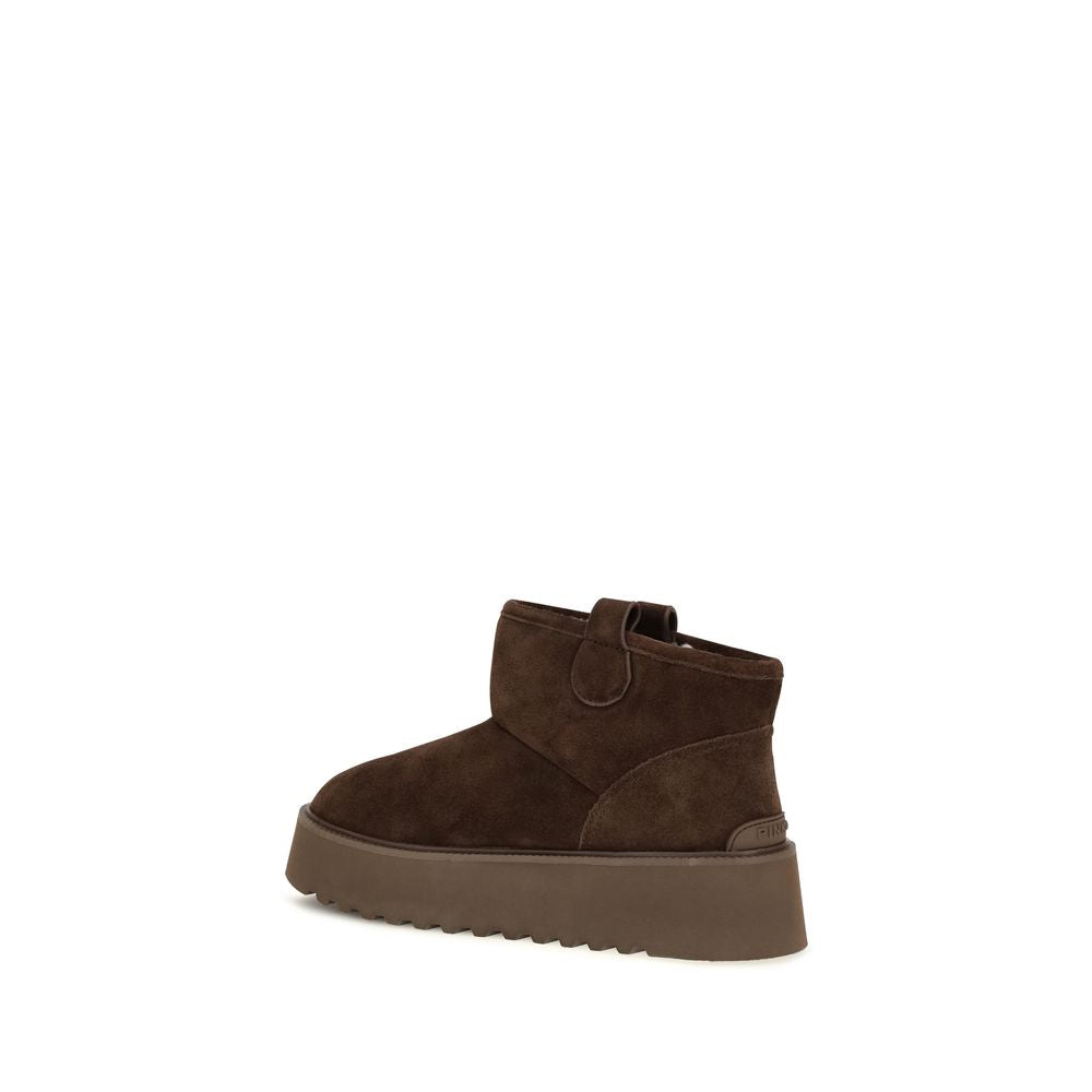 PINKO Brown Calf Leather Bos Taurus Flat Women's Boots