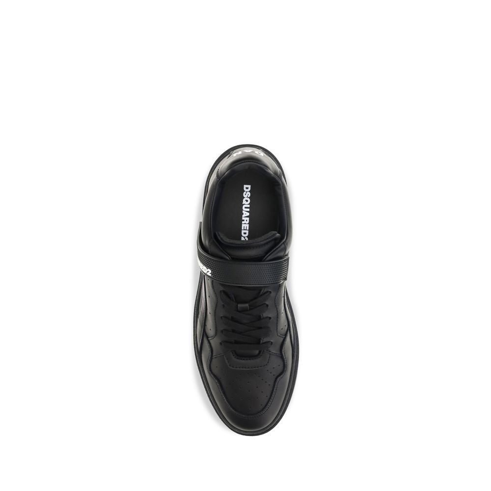 Dsquared² Black Calf Leather Bos Taurus Athletic Men's Sneakers