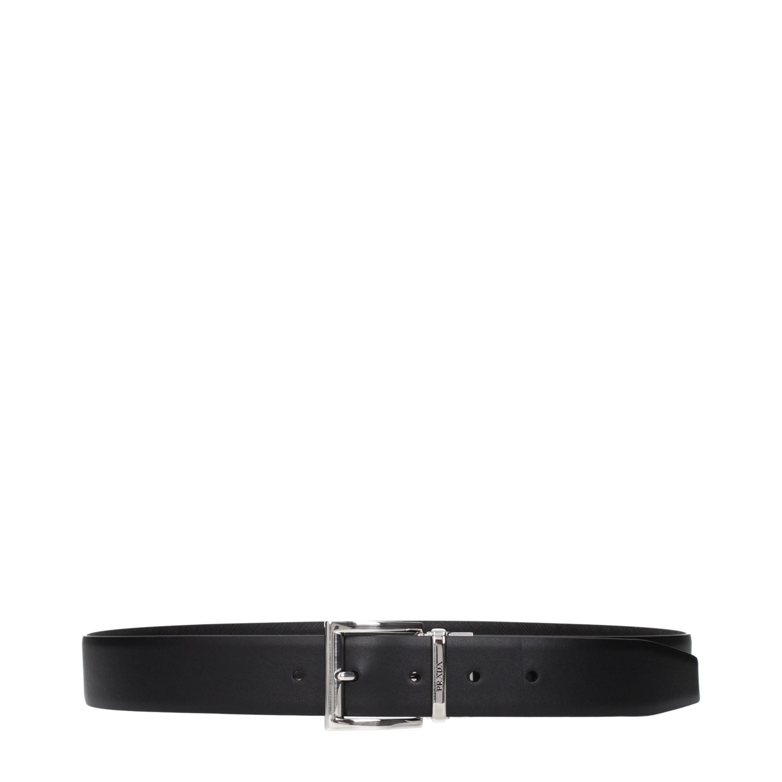 Prada Black Leather Regular Men's Belt