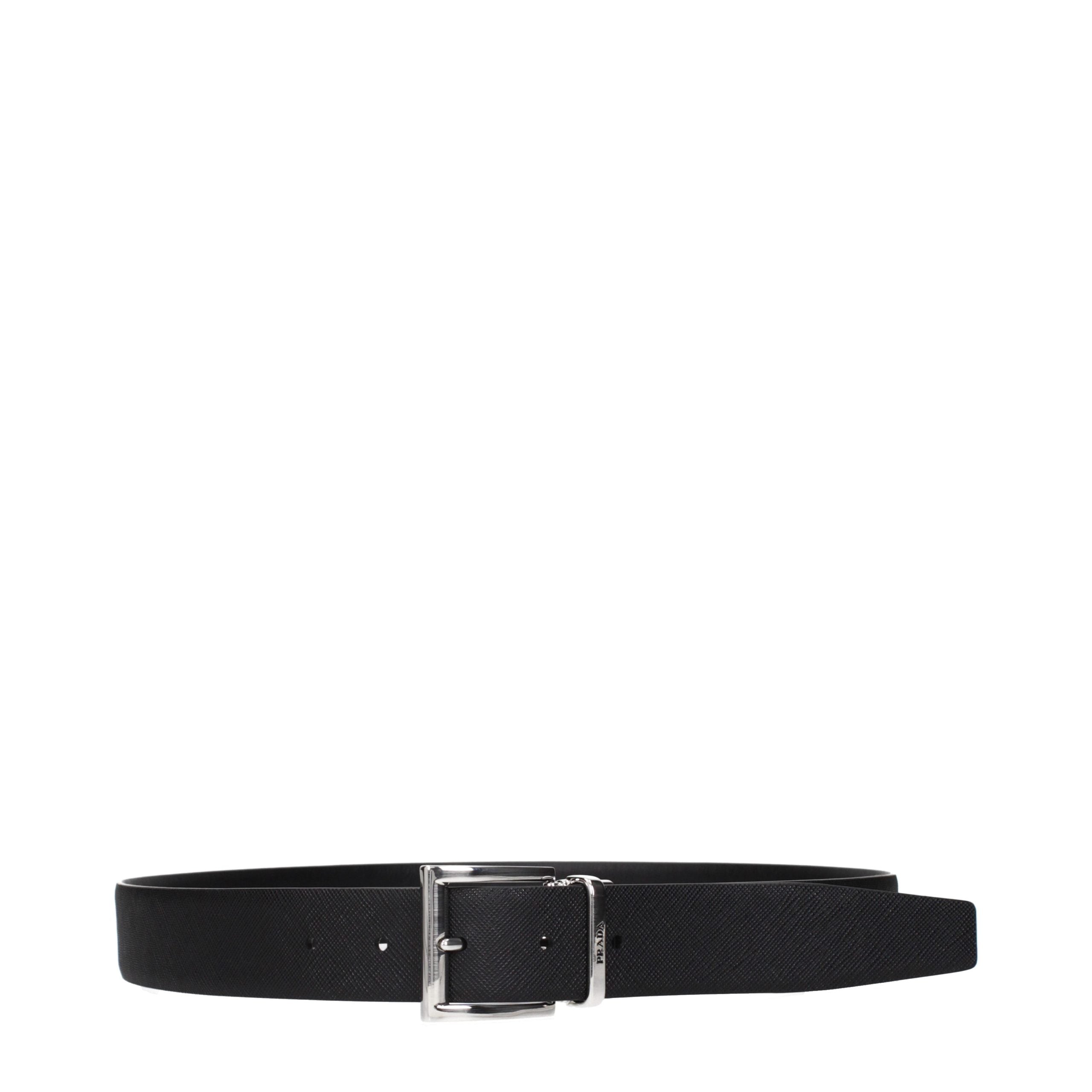 Prada Black Leather Regular Men's Belt