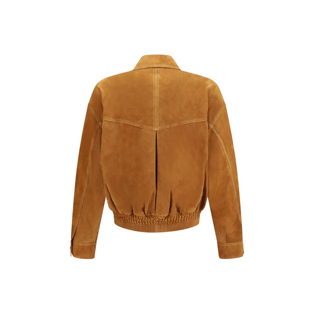Versace Brown Lamb Ovis Aries Leather Men's Jacket