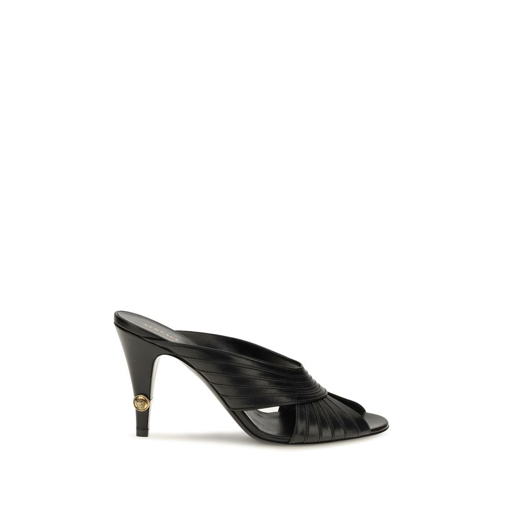 Versace Black Lamb Ovis Aries Women's Mules