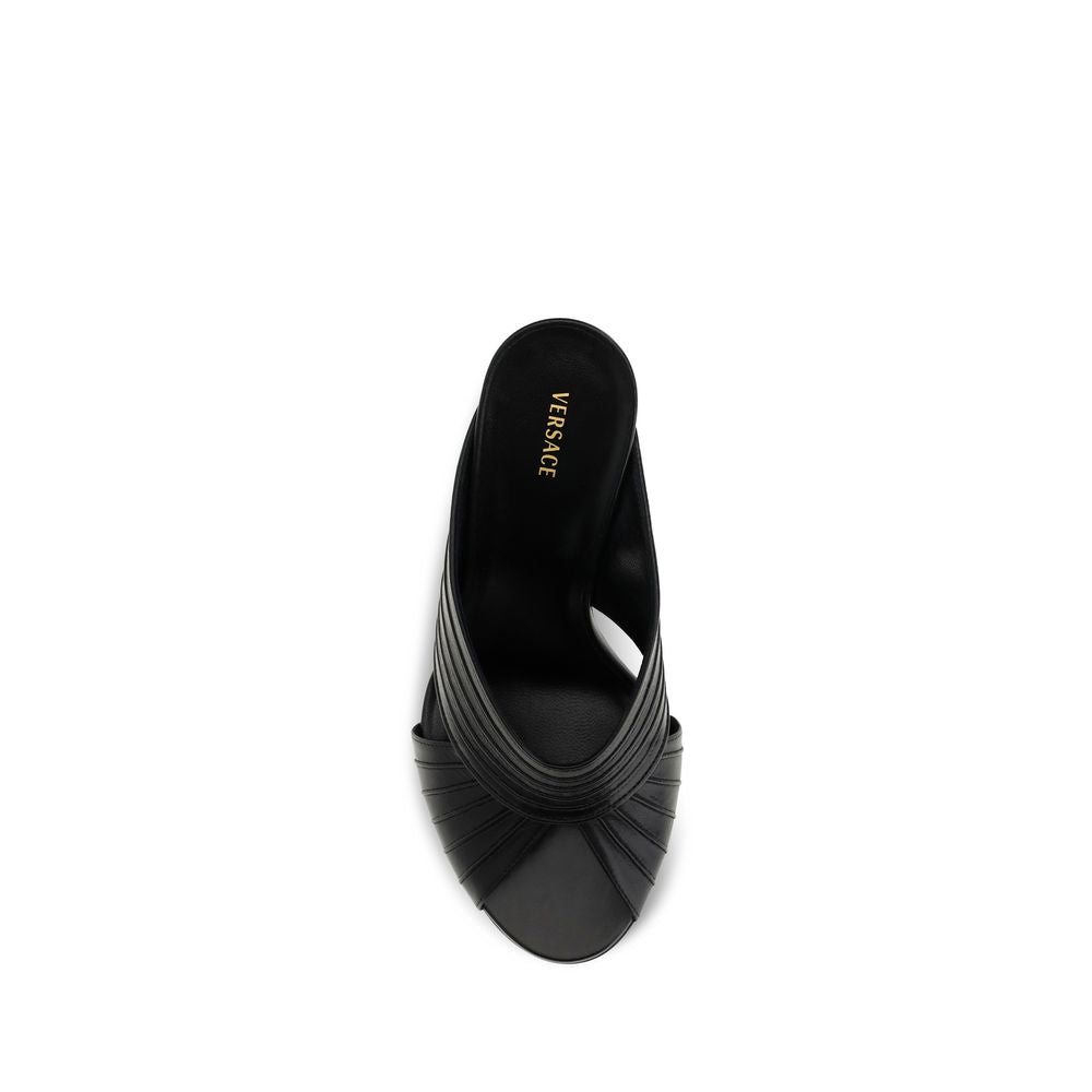 Versace Black Lamb Ovis Aries Women's Mules