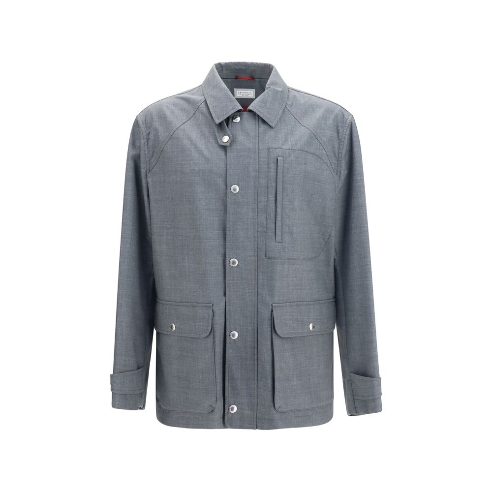 Brunello Cucinelli Gray Wool Oves Aries Full-Length Men's Jacket
