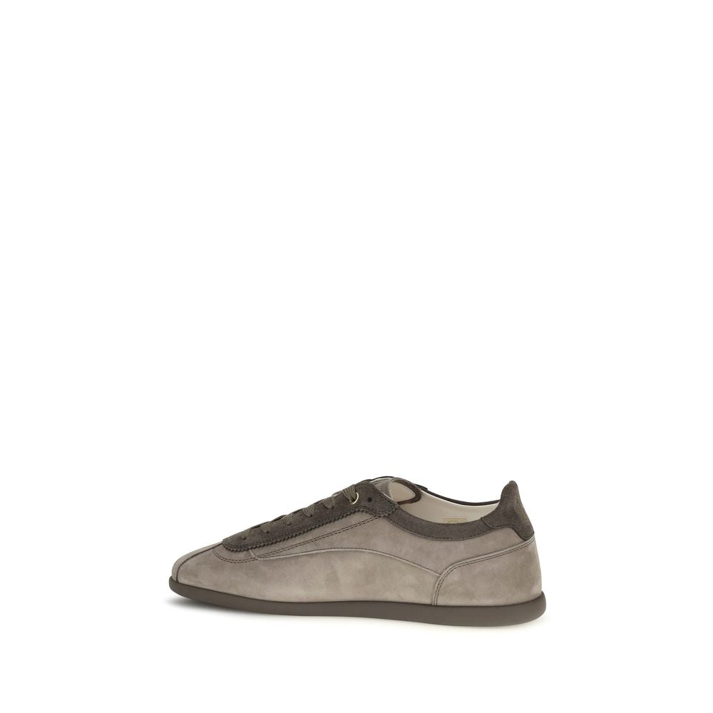 Brunello Cucinelli Gray Calf Leather Bos Taurus Men's Sneakers