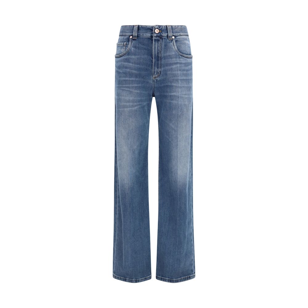 Brunello Cucinelli Blue Cotton Relaxed Fit Women's Jeans