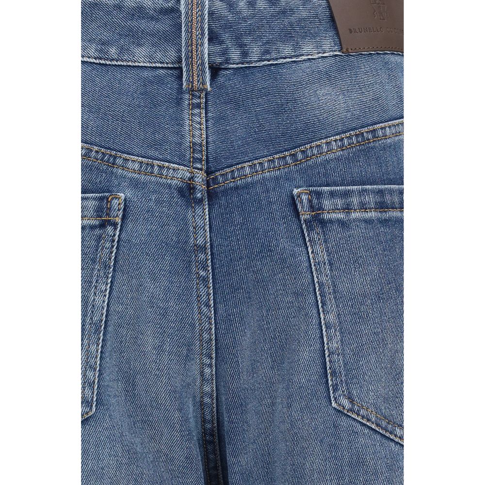 Brunello Cucinelli Blue Cotton Relaxed Fit Women's Jeans