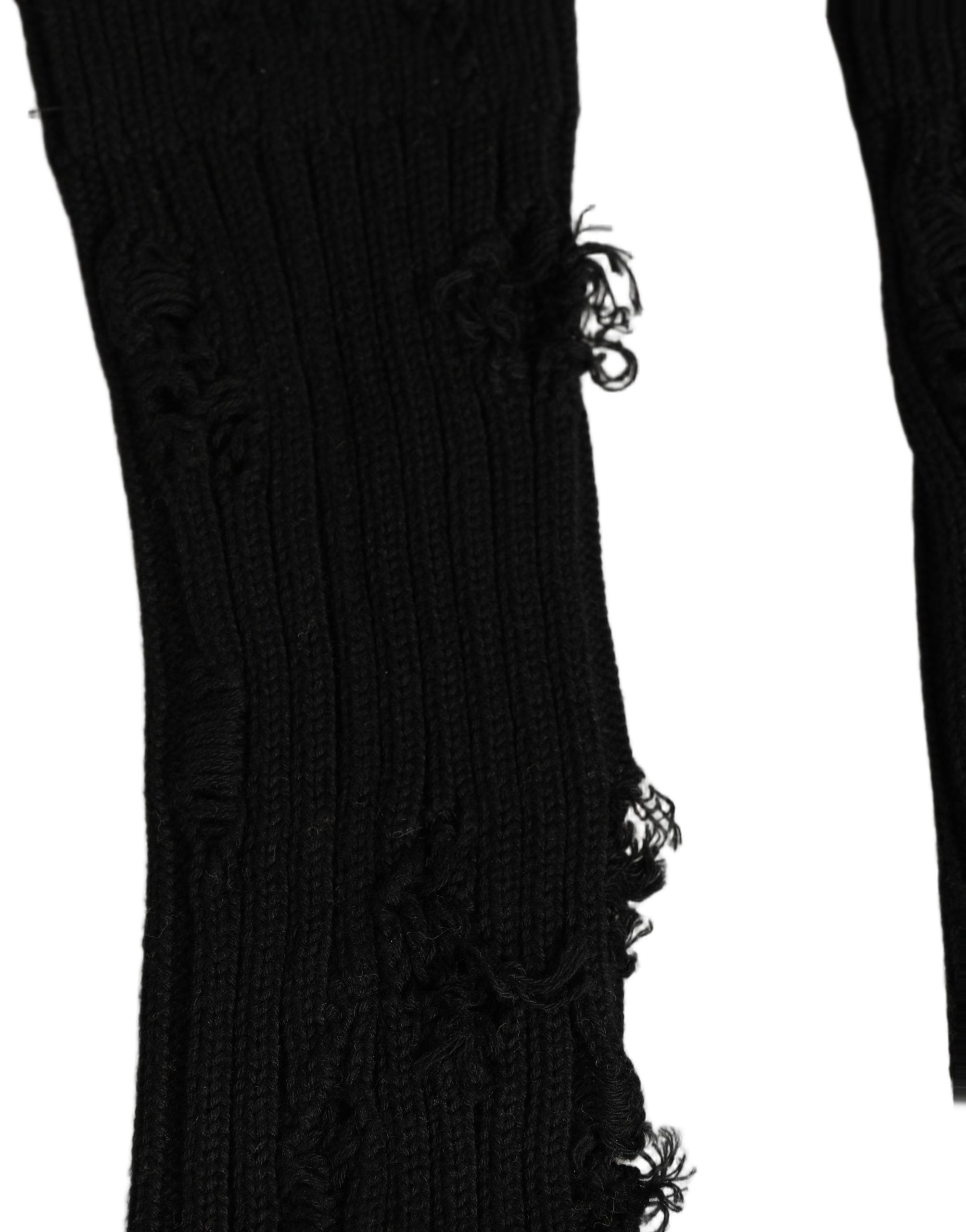 Dolce & Gabbana Black Cotton Distressed Mid Calf Accessory Men's Socks