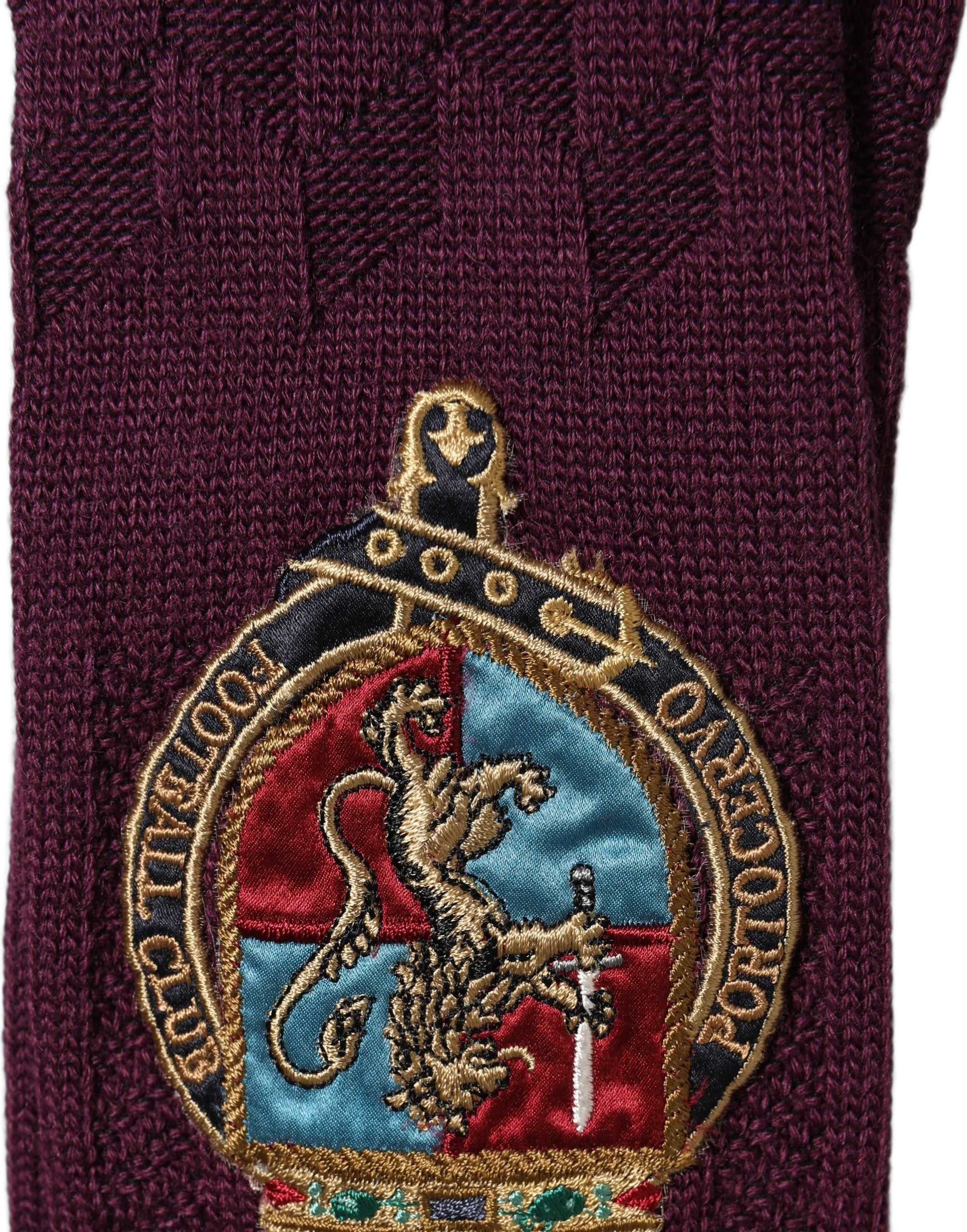 Dolce & Gabbana Burgundy Wool Crest Logo Knee High Accessory Men's Socks (Pre-Owned)