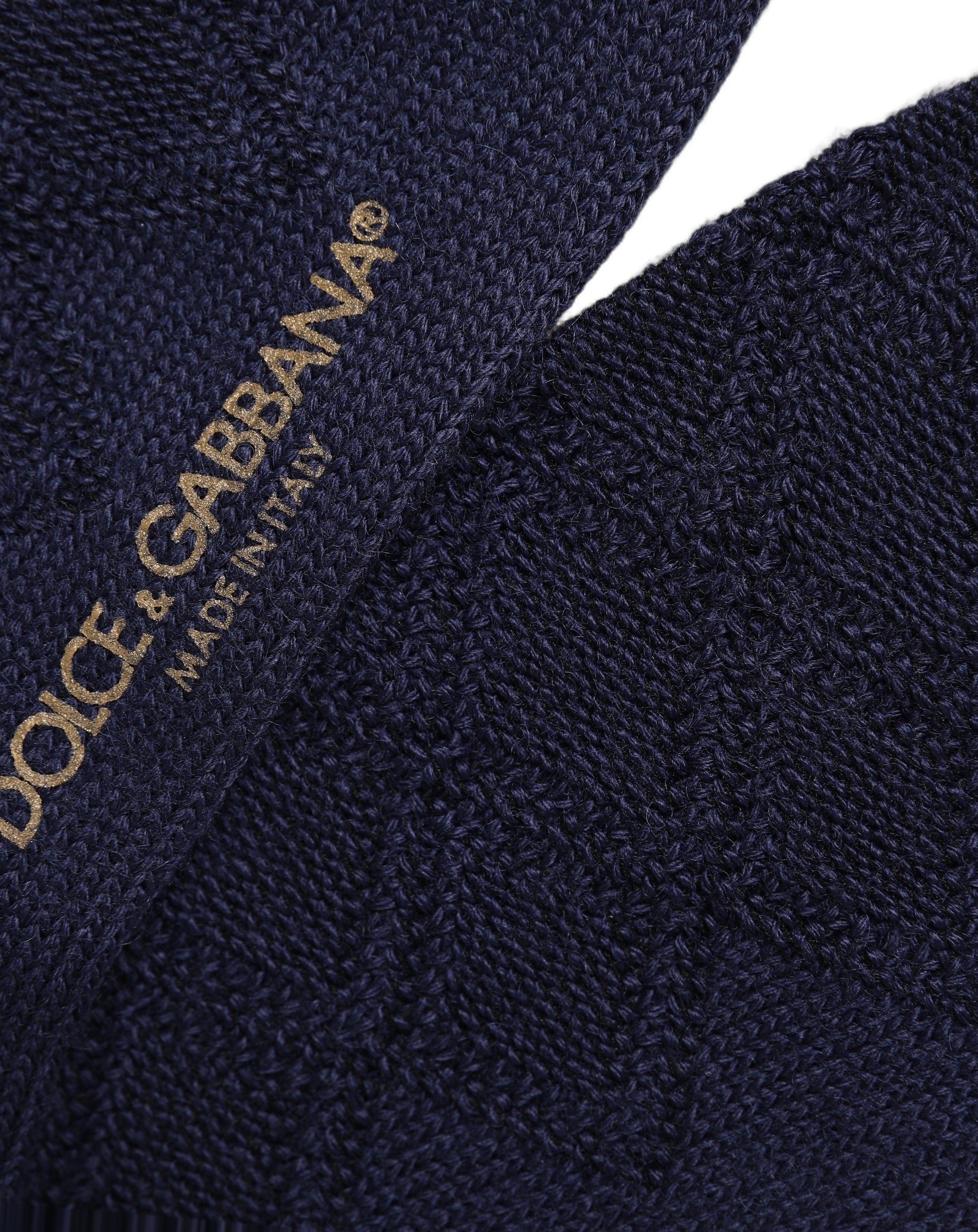 Dolce & Gabbana Navy Blue Wool Crest Logo Knee High Accessory Men's Socks