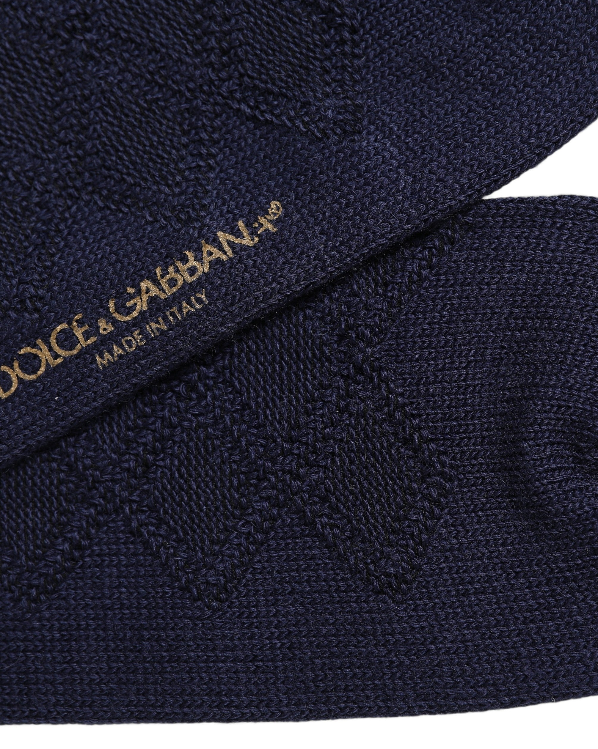 Dolce & Gabbana Navy Blue Wool Crest Logo Knee High Accessory Men's Socks (Pre-Owned)