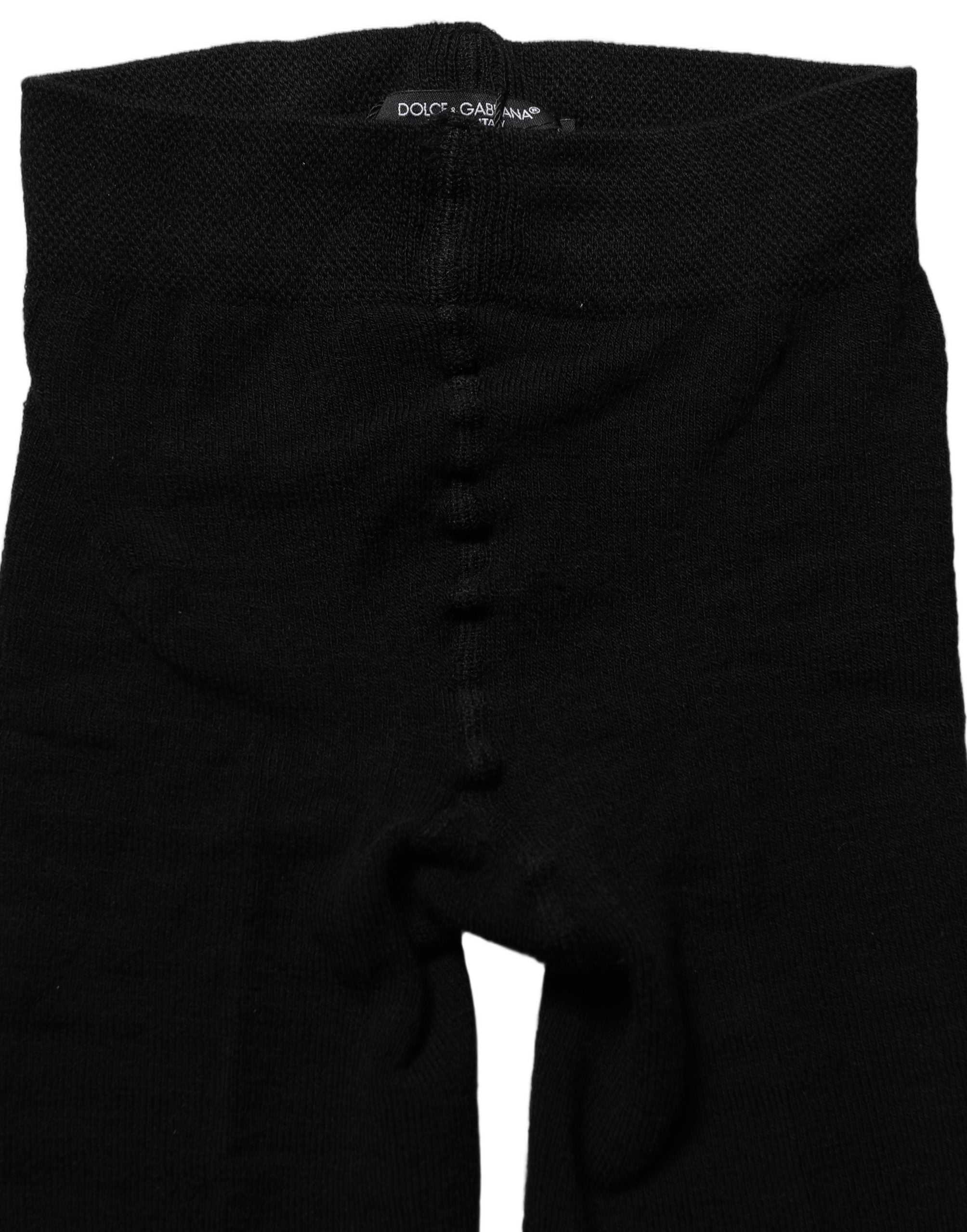 Dolce & Gabbana Black Wool Stretch Tights Stocking Accessory Men's Socks