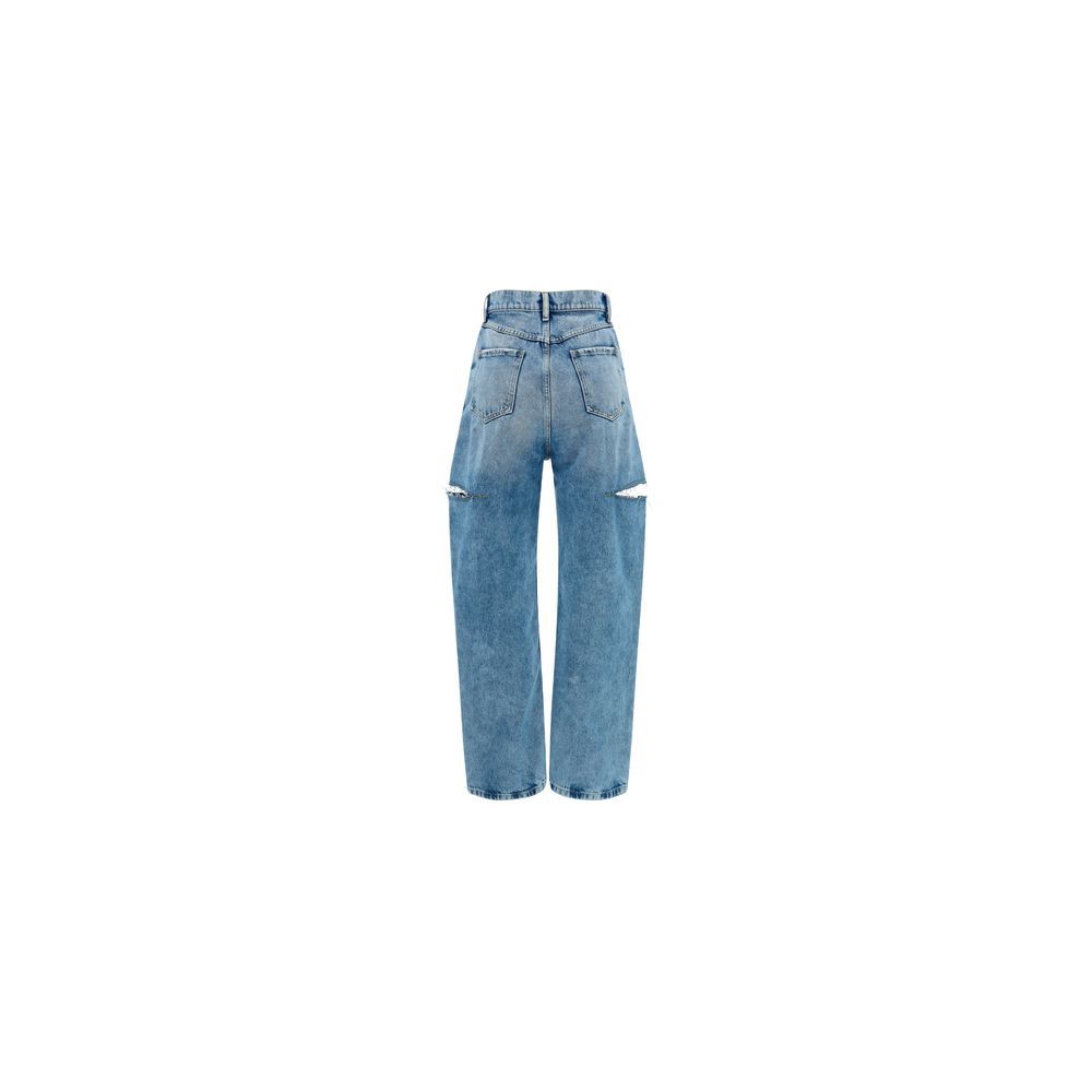 Maison Margiela Blue Cotton Straight-Leg Women's Jeans
