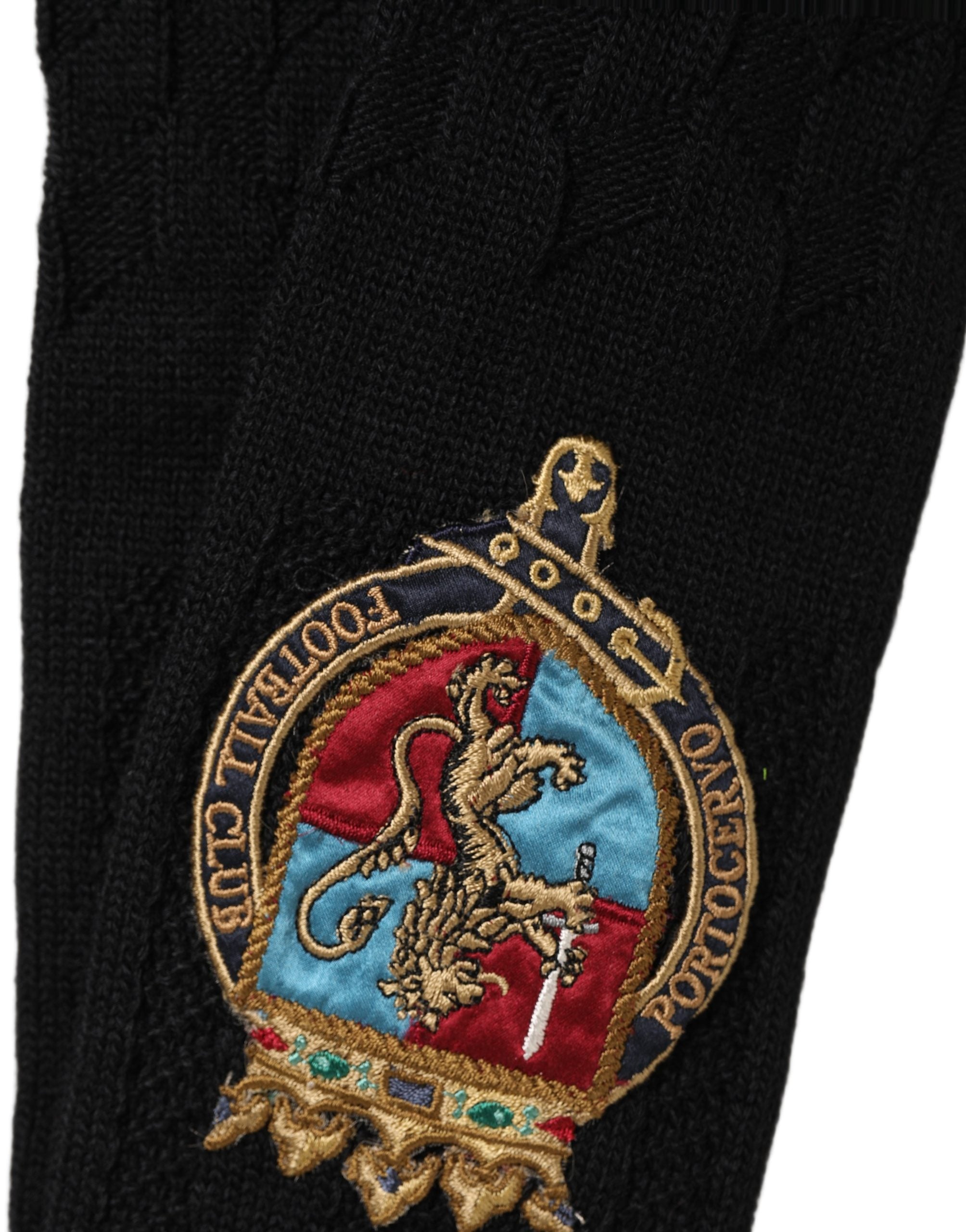 Dolce & Gabbana Men Black Wool Crest Logo Knee High Accessory Men's Socks