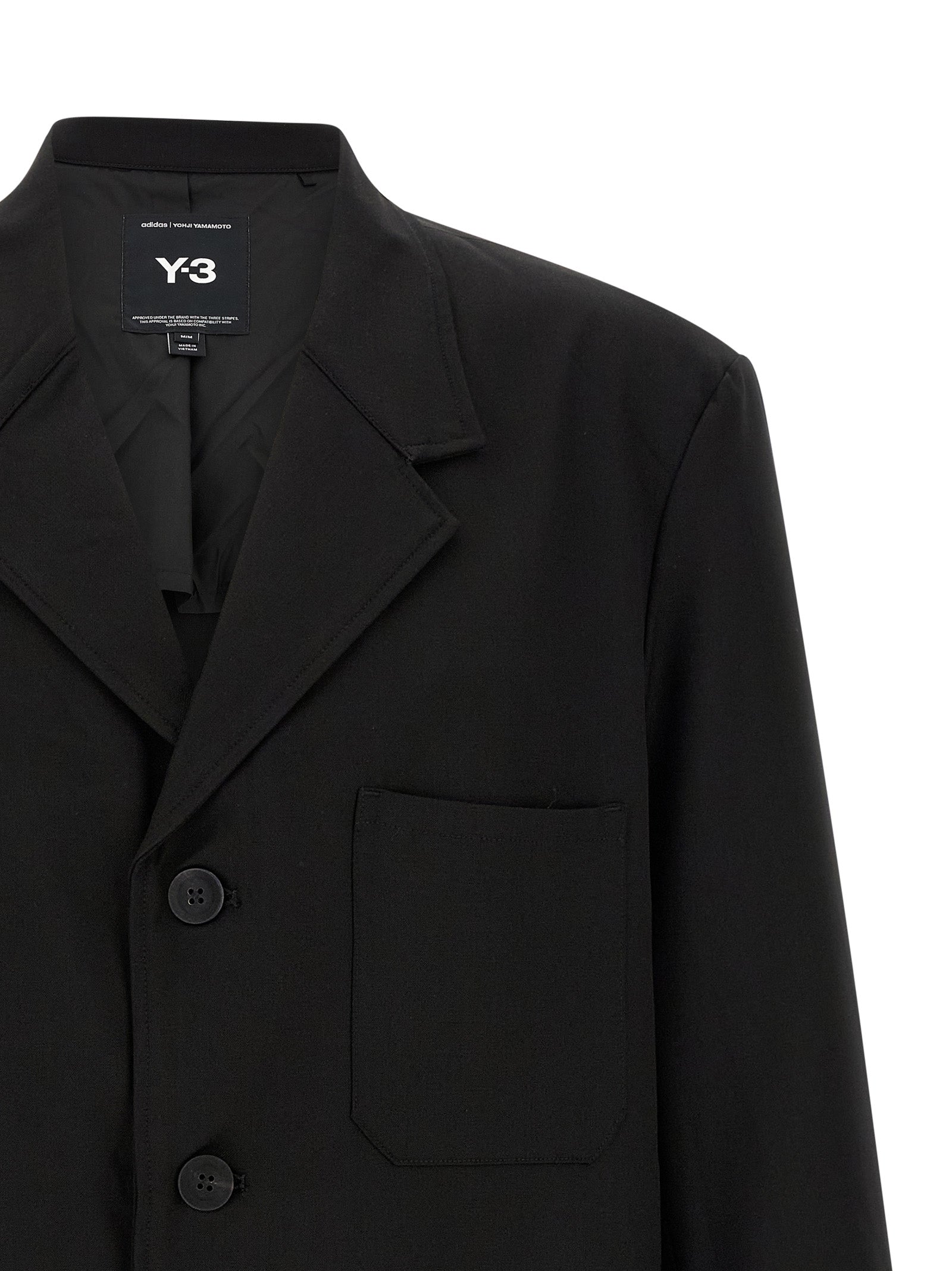 Y-3 Black Wool Full-Length Men's Jacket