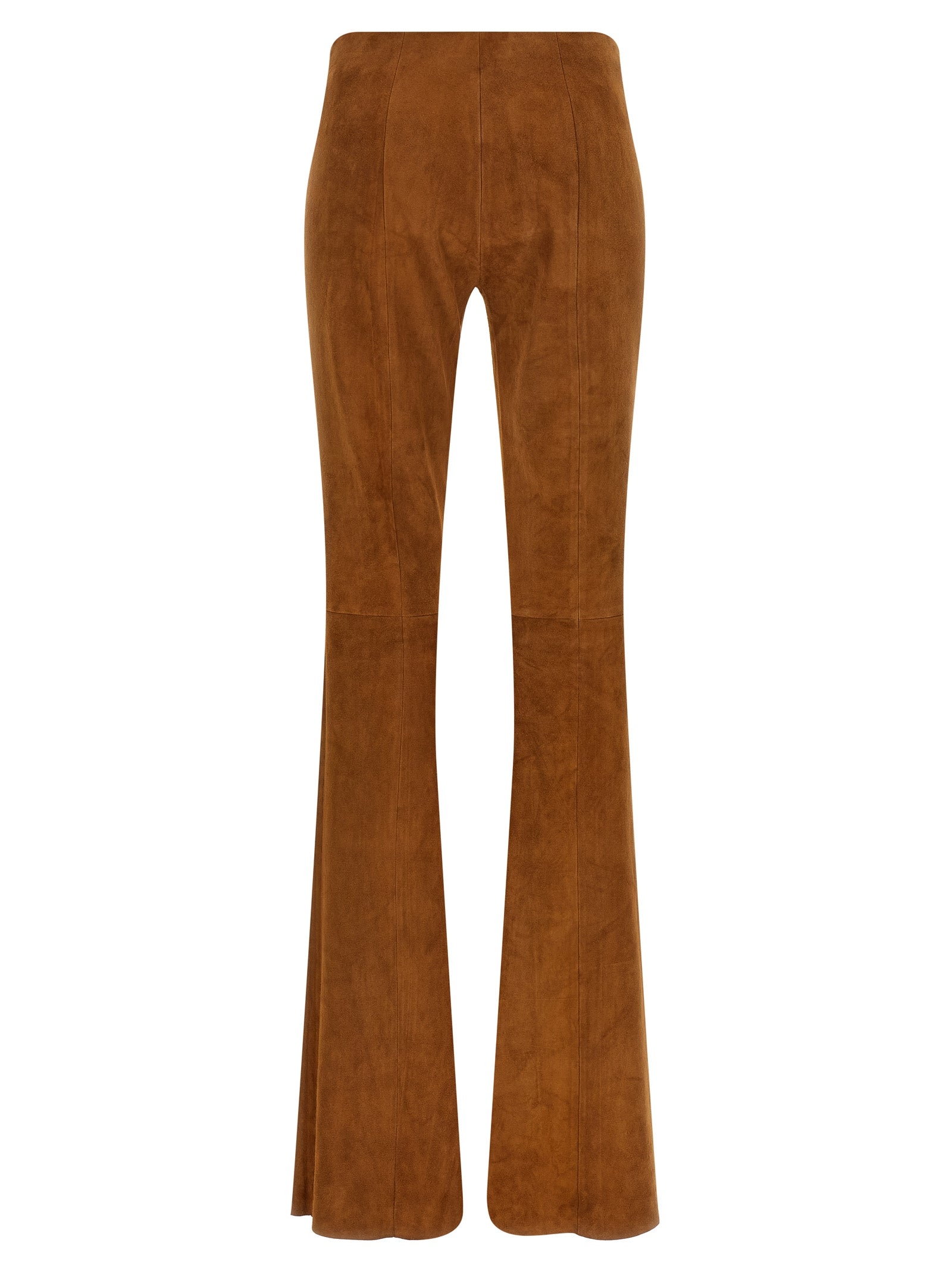 STOULS Brown Lamb Leather Flared Women's Pants