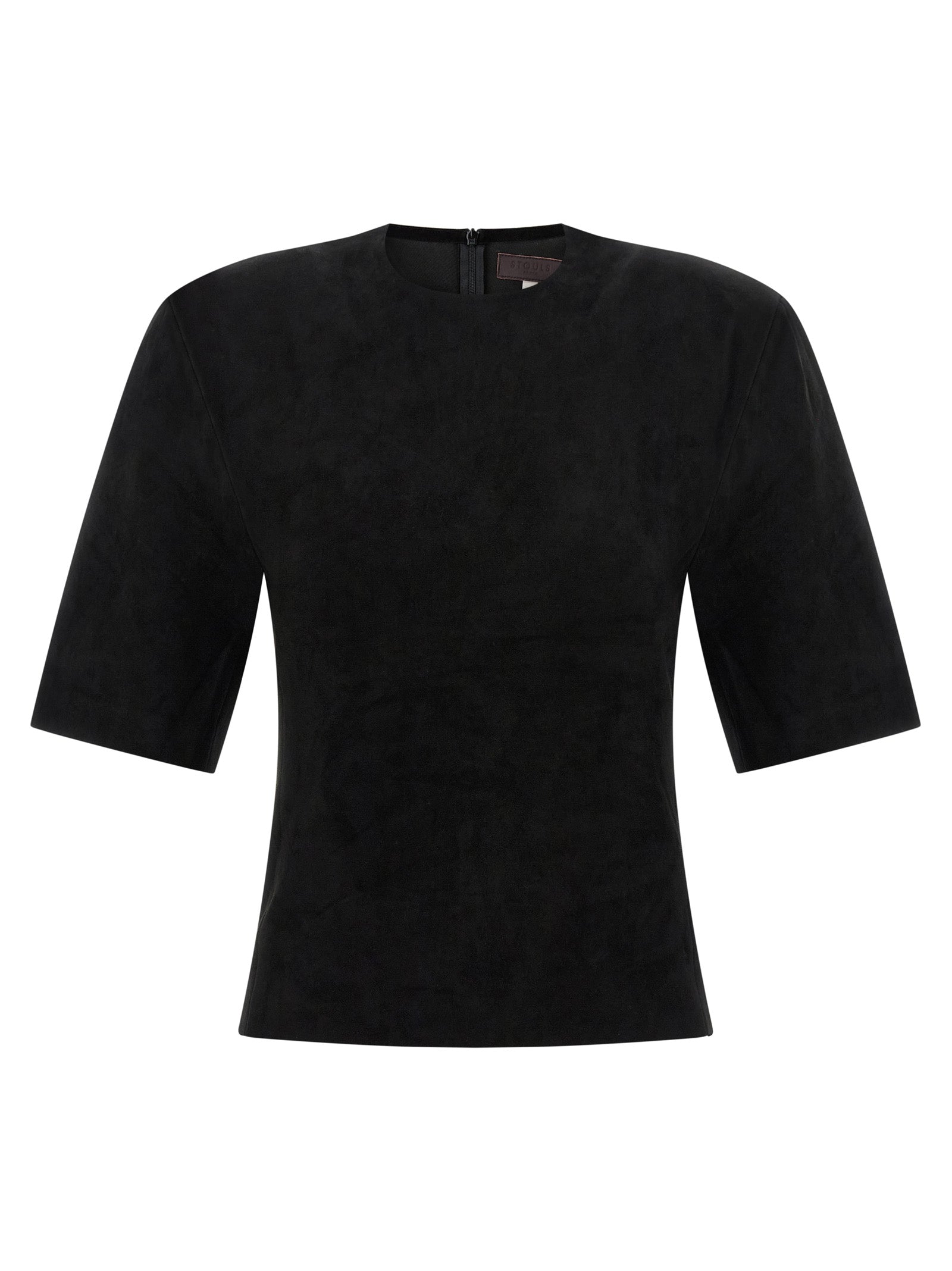 STOULS Black Lamb Leather Women's T-Shirt