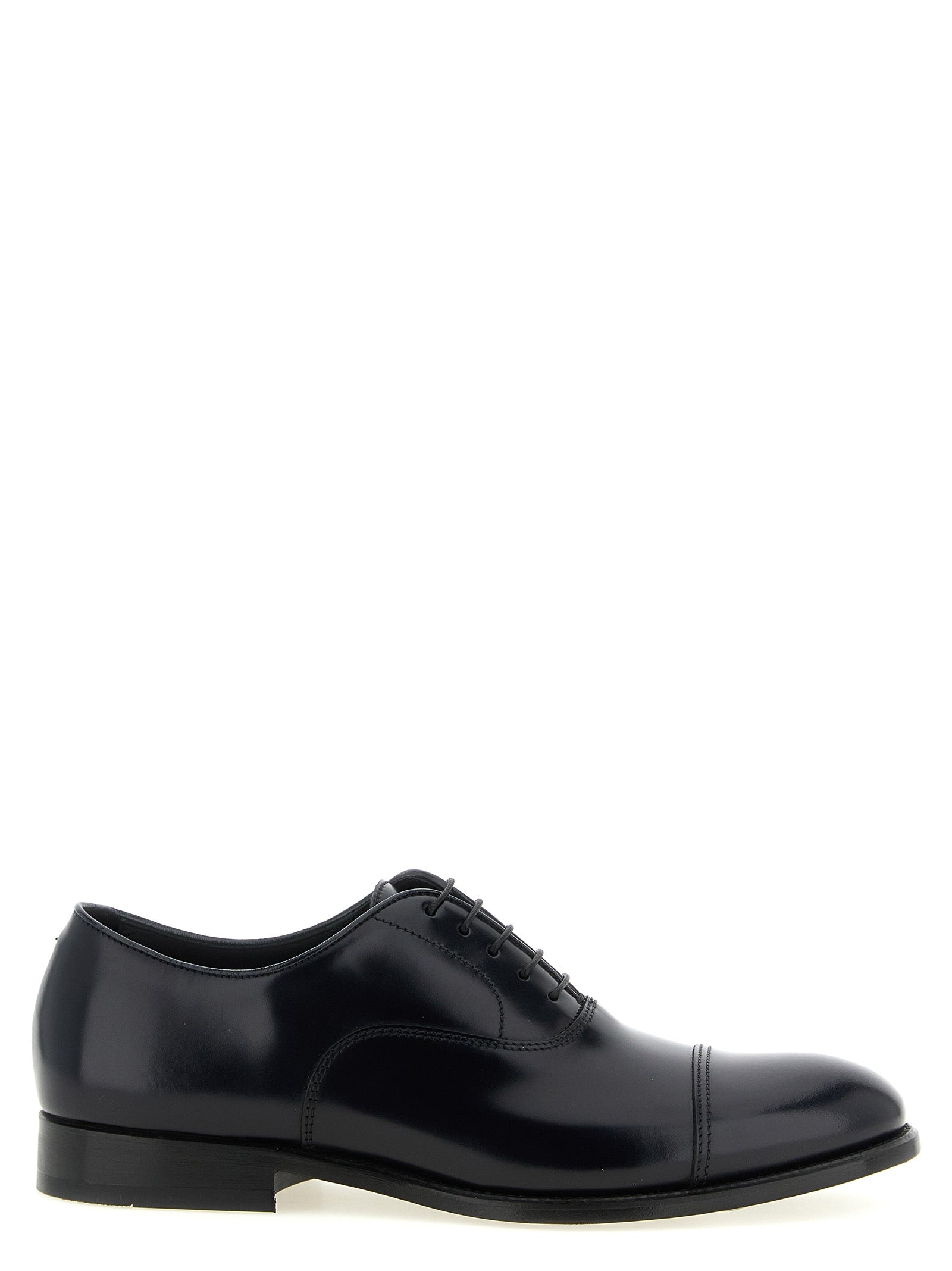 Doucal's Black Lamb Leather Oxfords And Men's Derbies