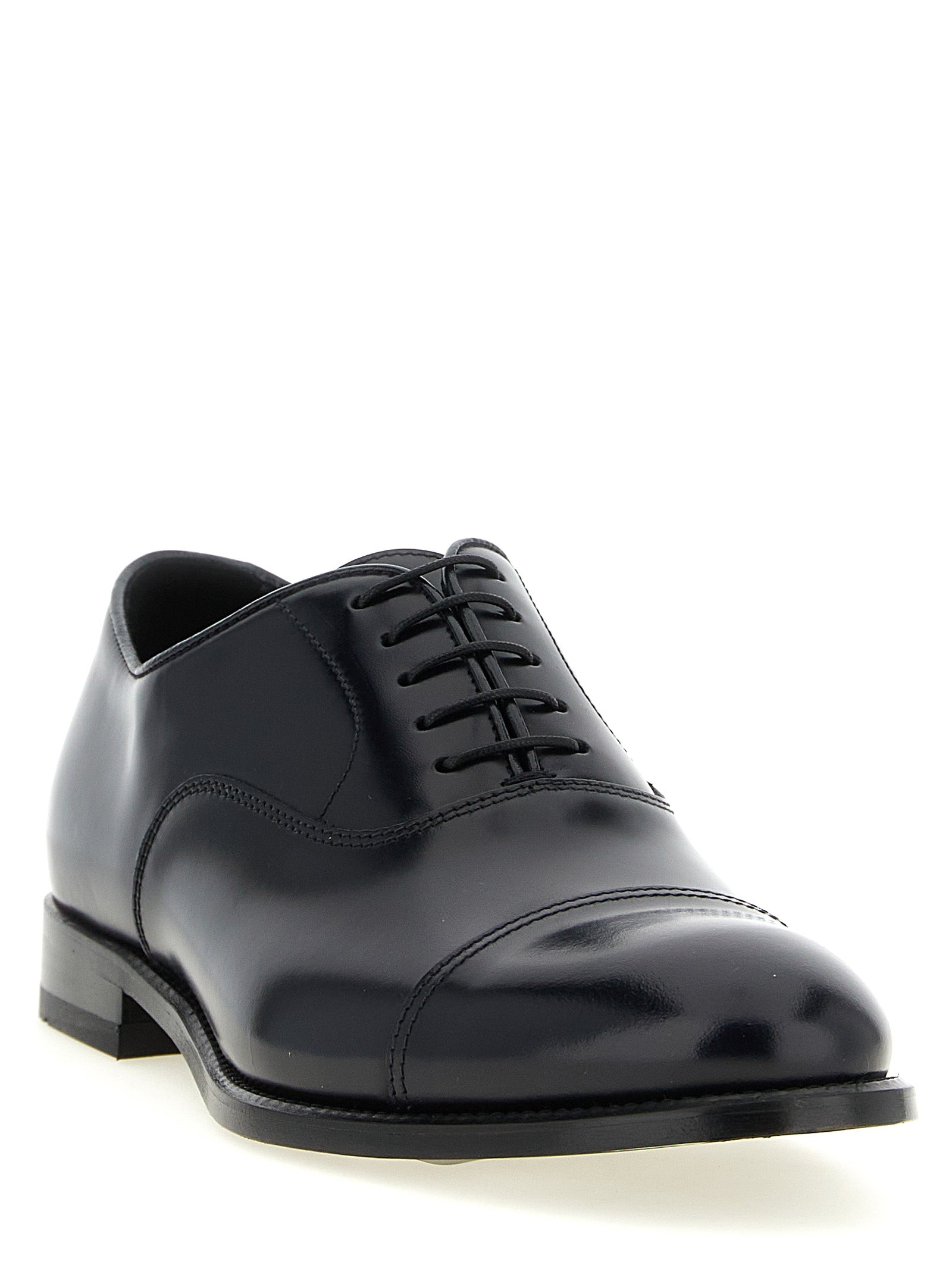 Doucal's Black Lamb Leather Oxfords And Men's Derbies
