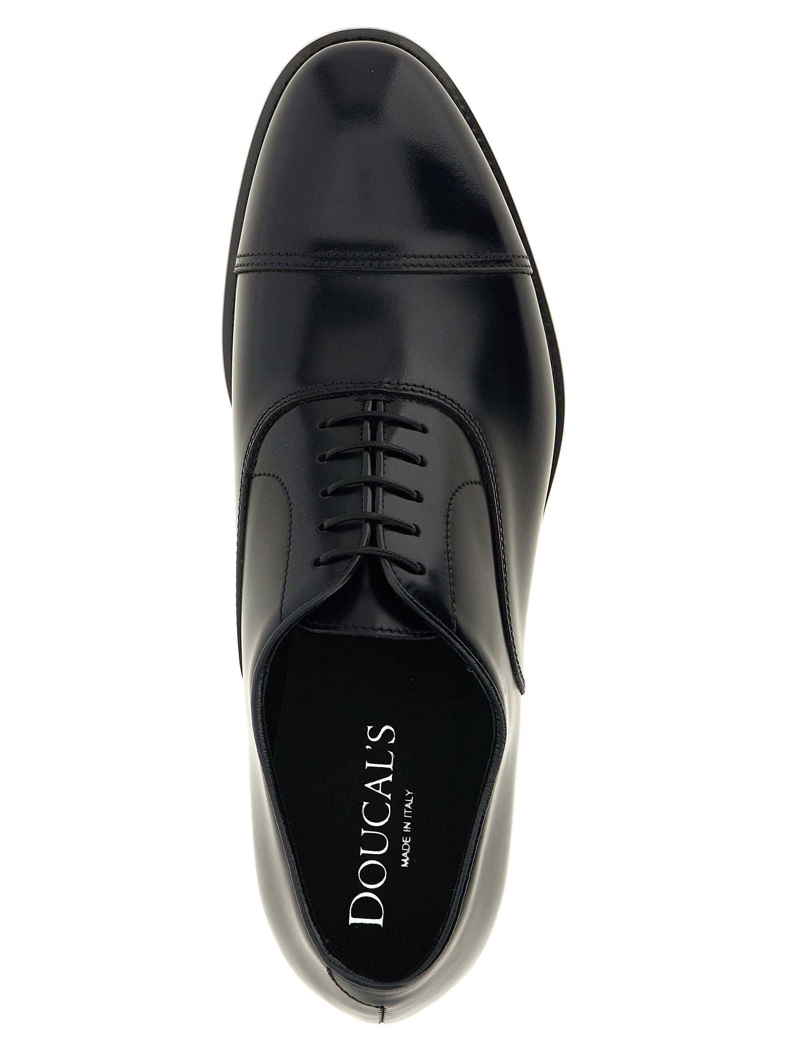 Doucal's Black Lamb Leather Oxfords And Men's Derbies