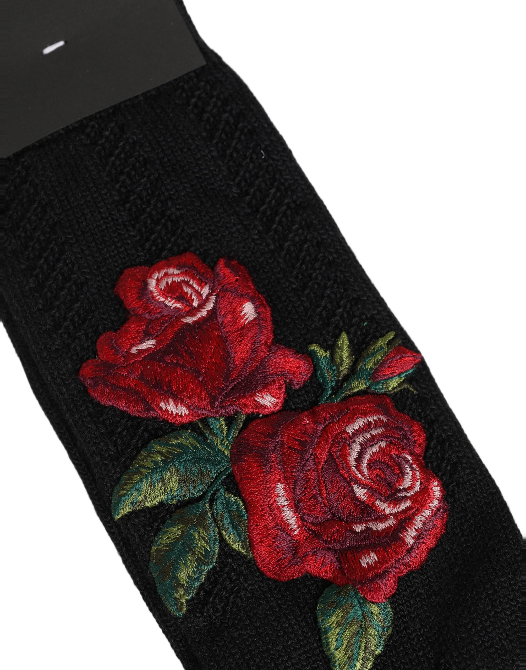 Dolce & Gabbana Black Wool Floral Over The Calf Accessory Women's Socks